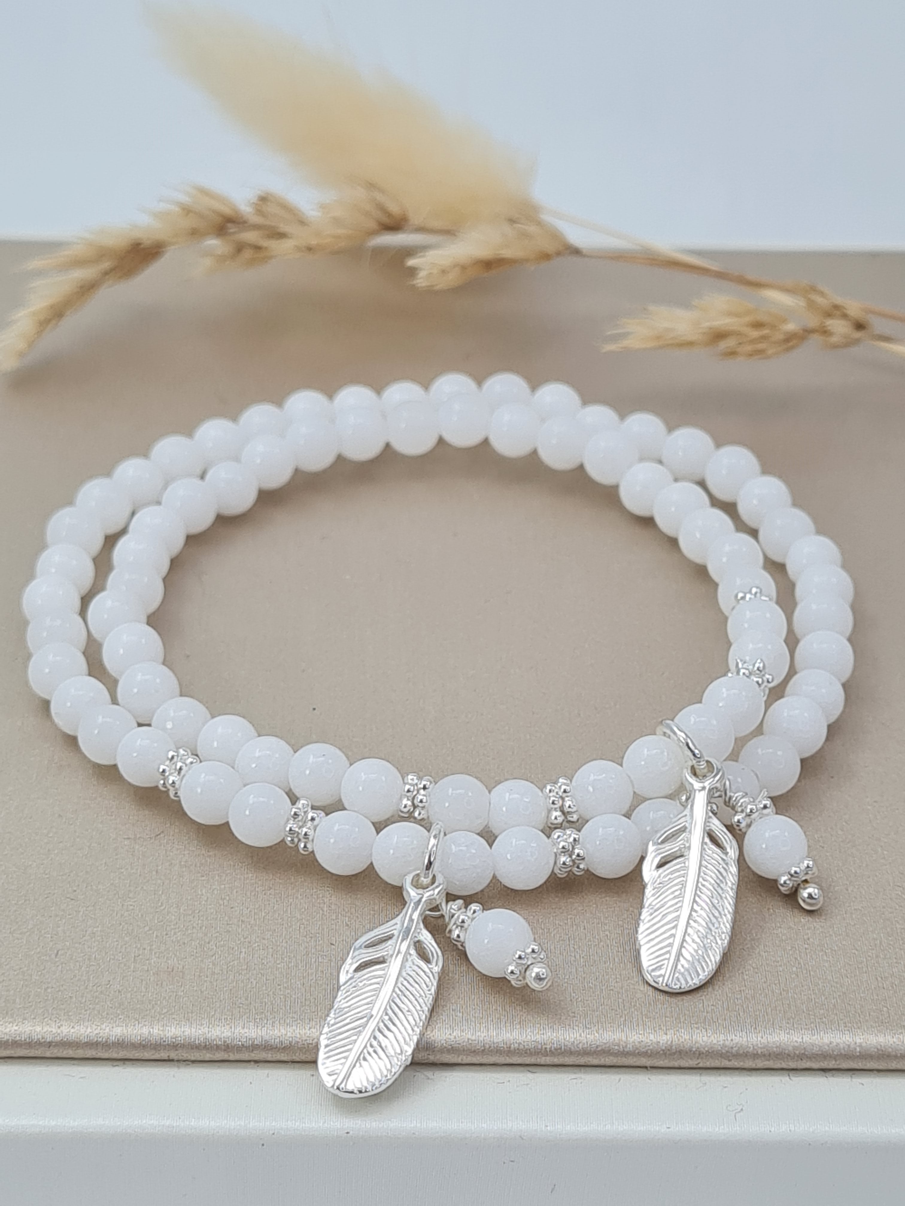 Mutter-Tochter-Armband aus weissem Achat * (MT 2)