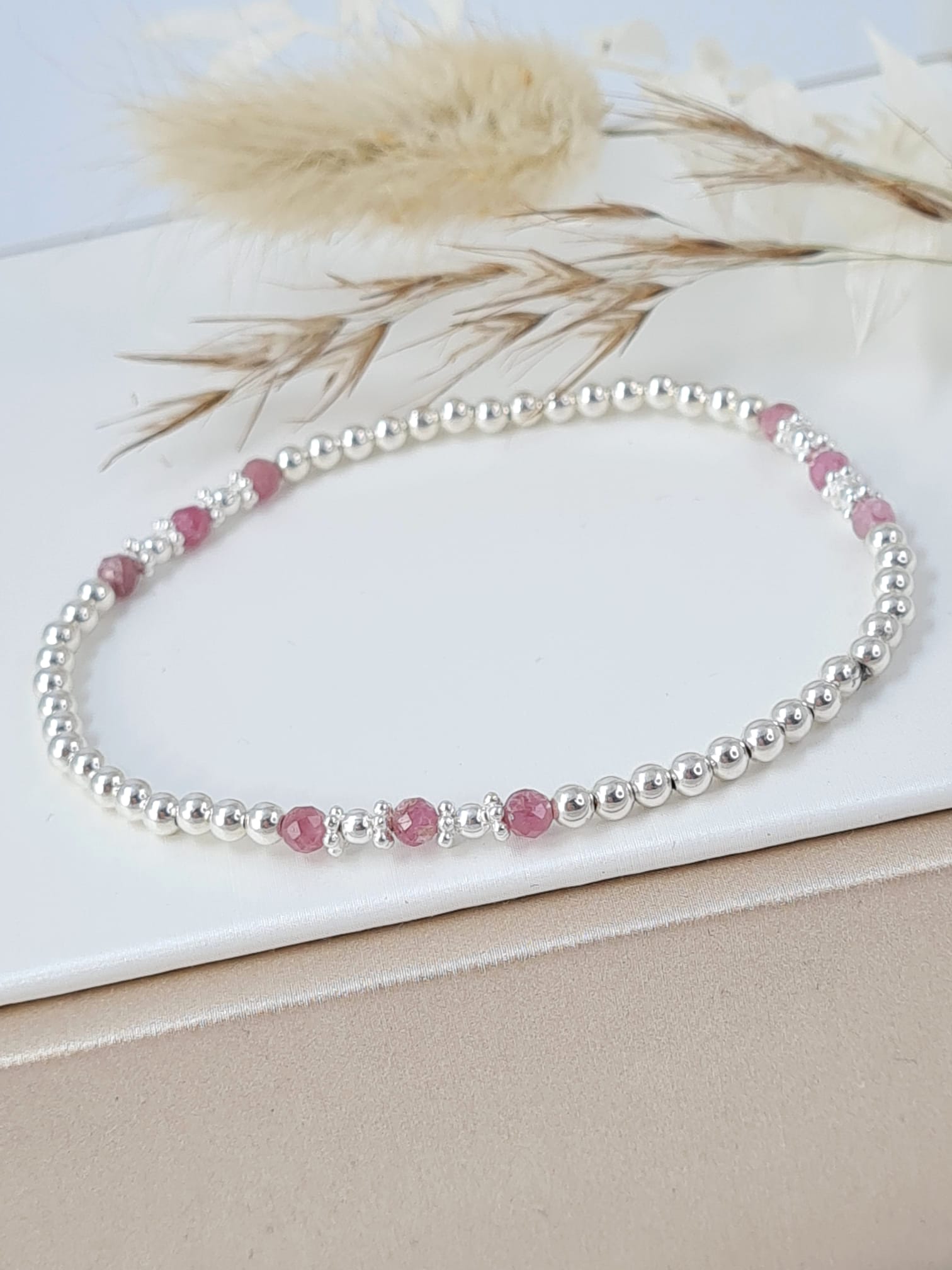 Silber Armband mit pink Turmalin (DAB 182)