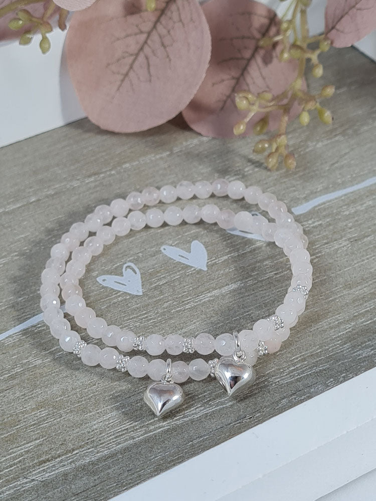 Mutter-Tochter-Armband für Erwachsene aus Rosenquarz * (MT 13)