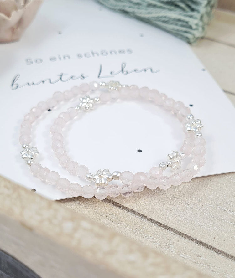 Mutter-Tochter-Armband aus Rosenquarz und Silber * (MT 18)