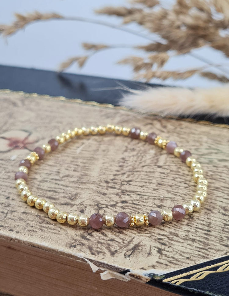 Silberarmband vergoldet mit braunem Mondstein * (DAB 11)