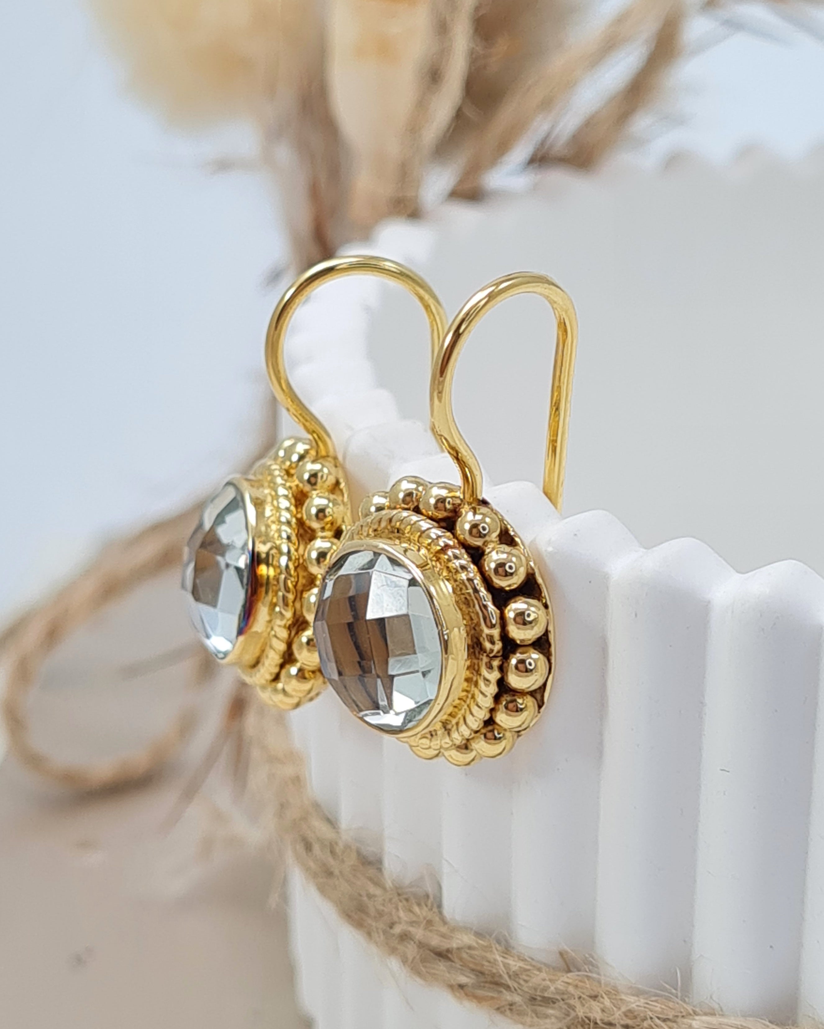 Grüner Amethyst Ohrringe vergoldet | 925 Silber (DOS 163)