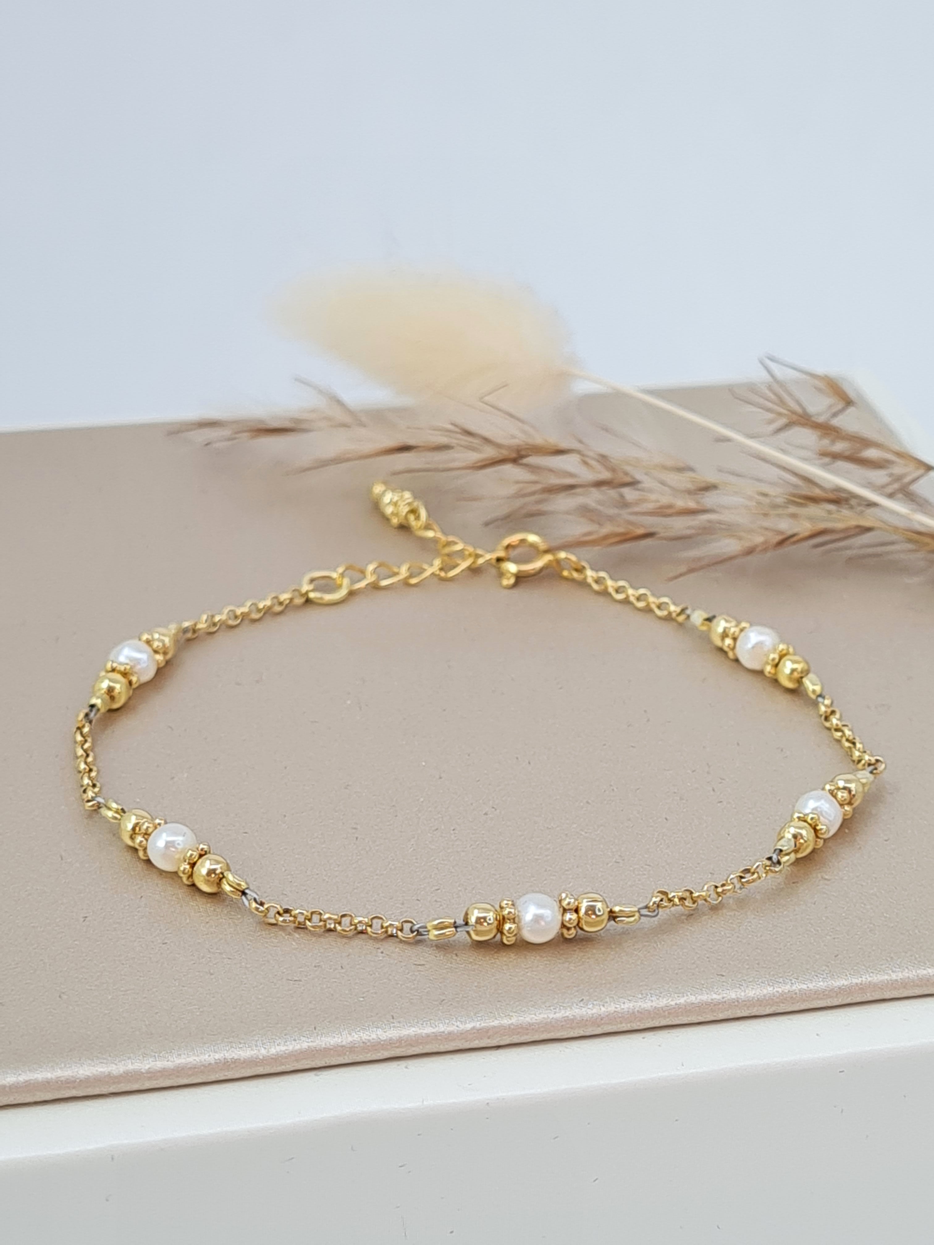 Armband Silber gelb vergoldet mit Süsswasserperlen (DAB 205)