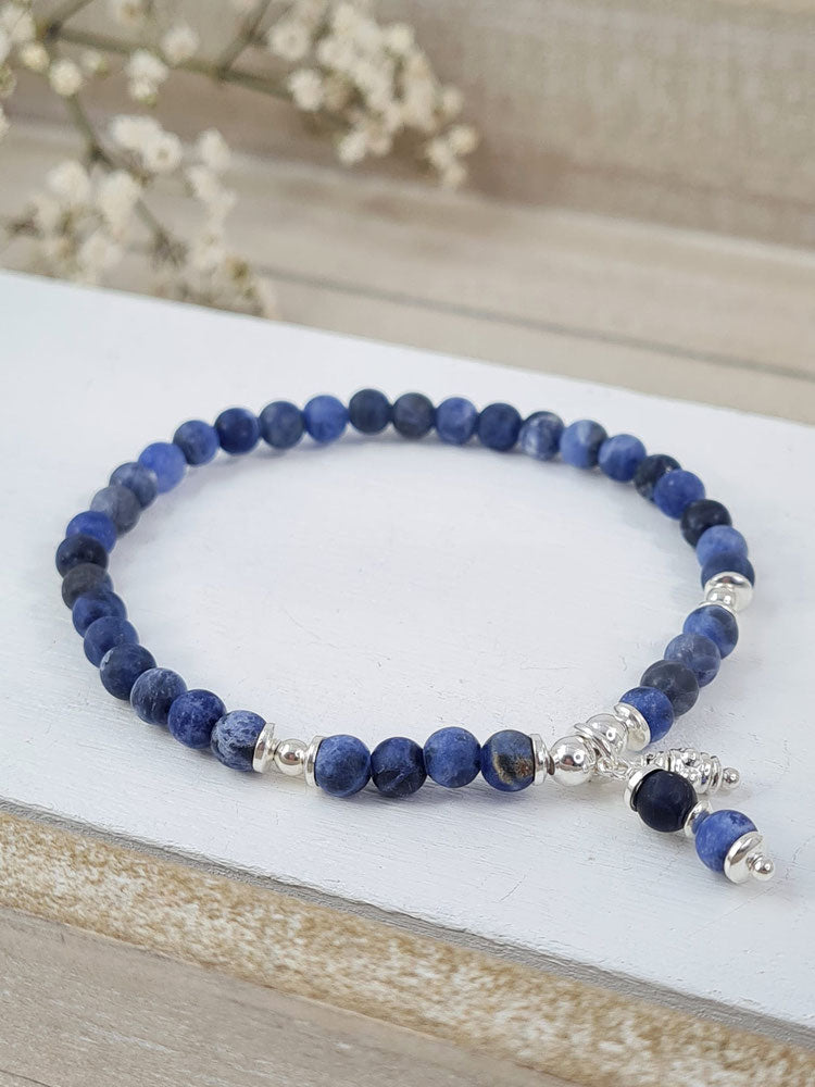 Edelstein Armband Dumortierit und Silber 925 * (DAB 162)