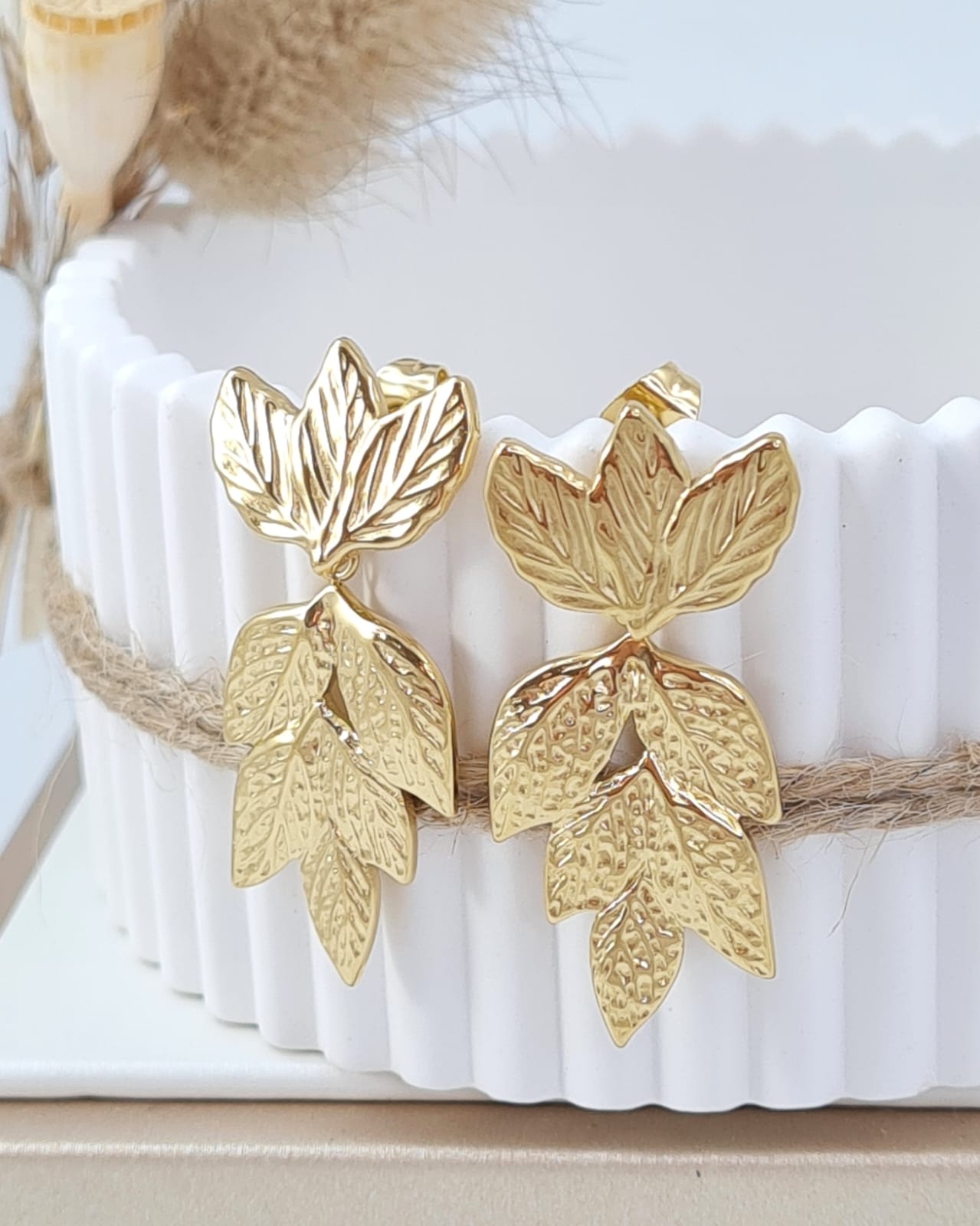 Leaf Ohrringe Damen - Edelstahl 14 Karat Gold (EOS 5)