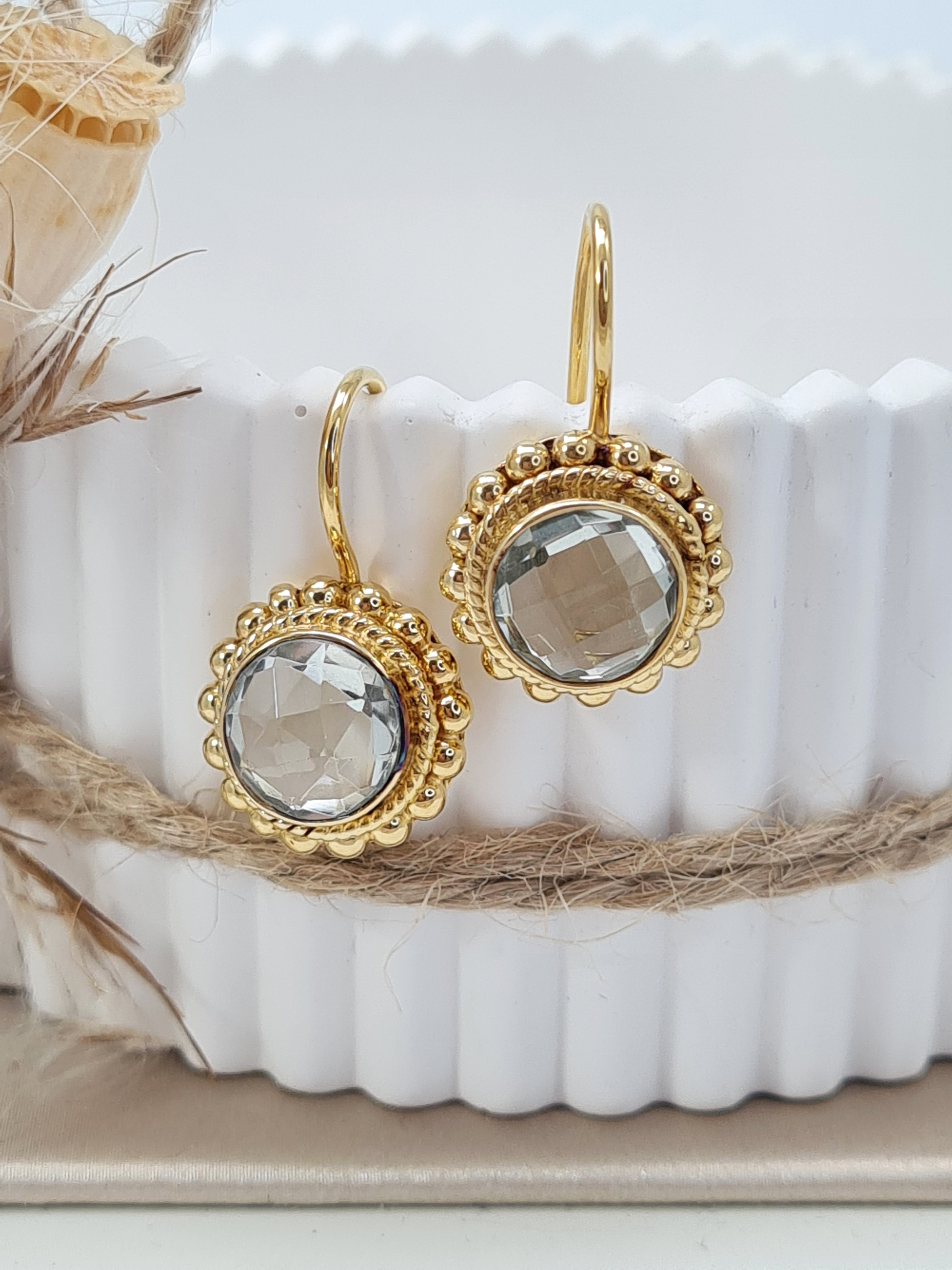 Grüner Amethyst Ohrringe vergoldet | 925 Silber (DOS 163)