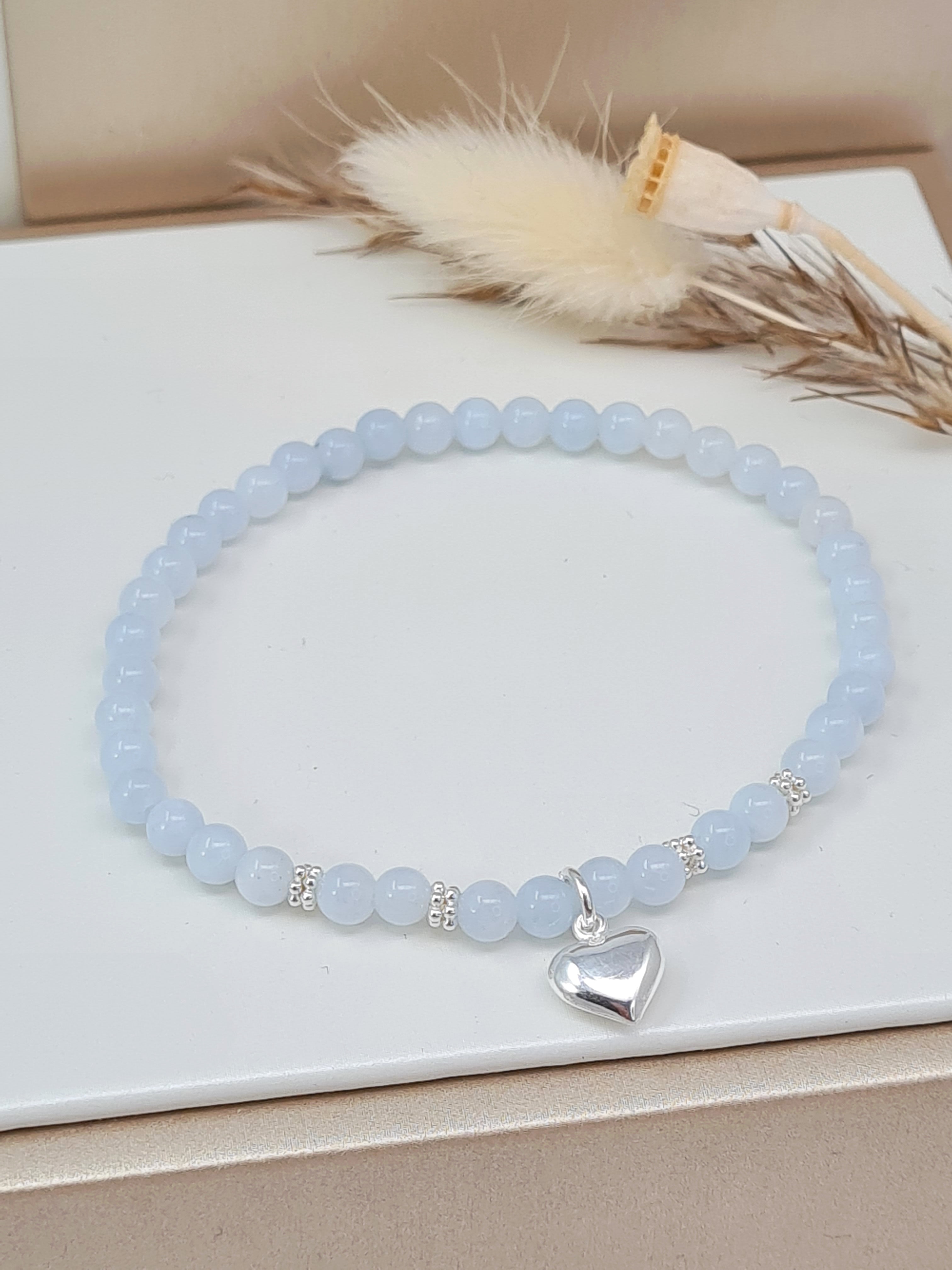 Aquamarin Armband mit Herz Anhänger * (DAB 179)