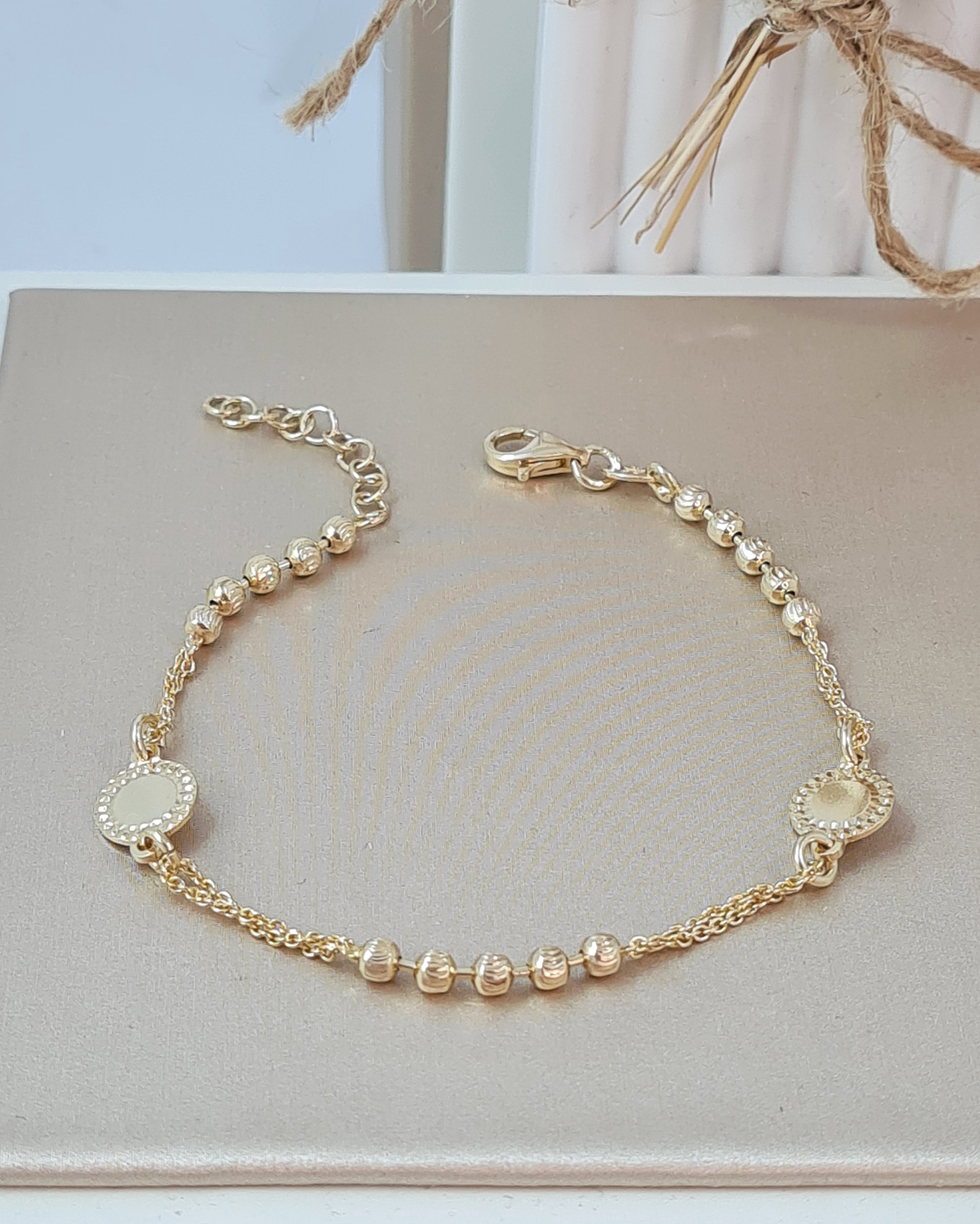 Vergoldete Silber-Armkette Damen 925 | Verstellbar mit Karabiner (DAB 296)