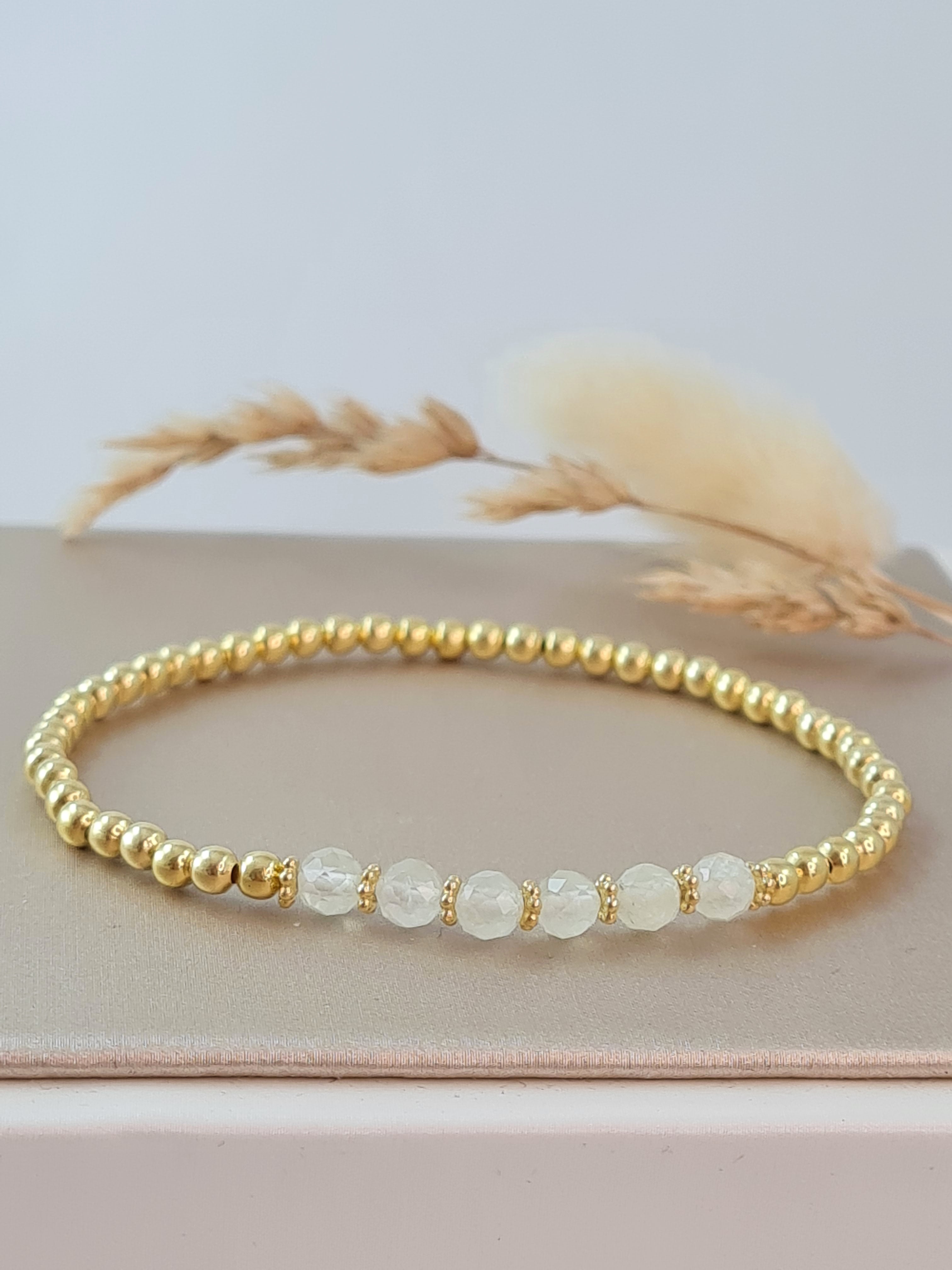 Goldarmband mit Prehnit – vergoldetes Silber * (DAB 252)