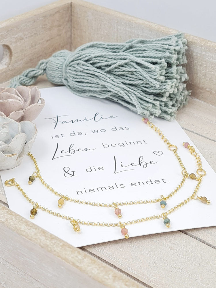 Mutter-Tochter-Armband aus vergoldetem Silber und Turmalin * (MT 1)