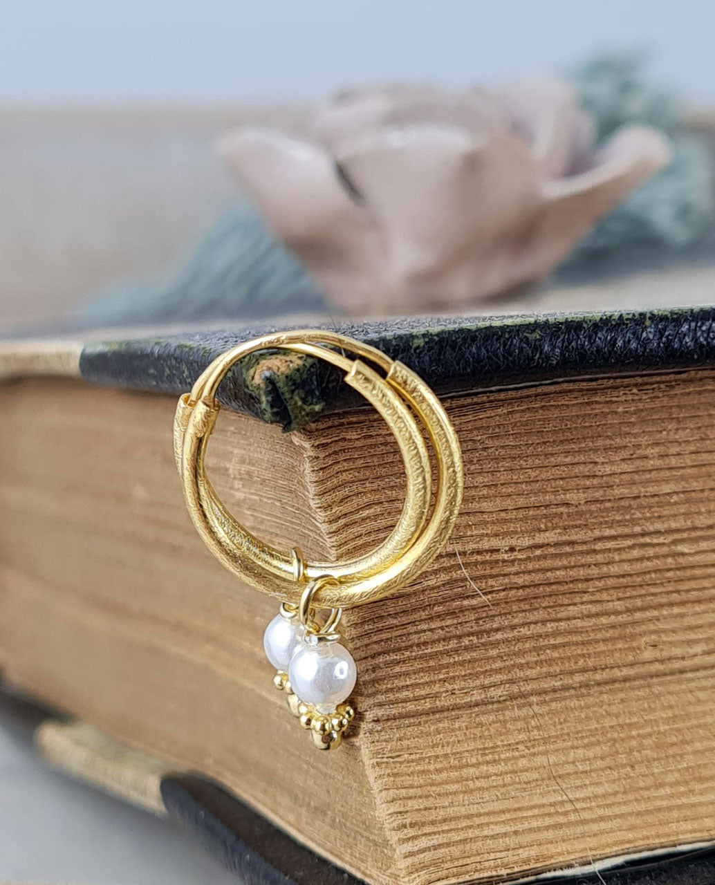 Gold Creolen mit Perlen  (DOS 90)