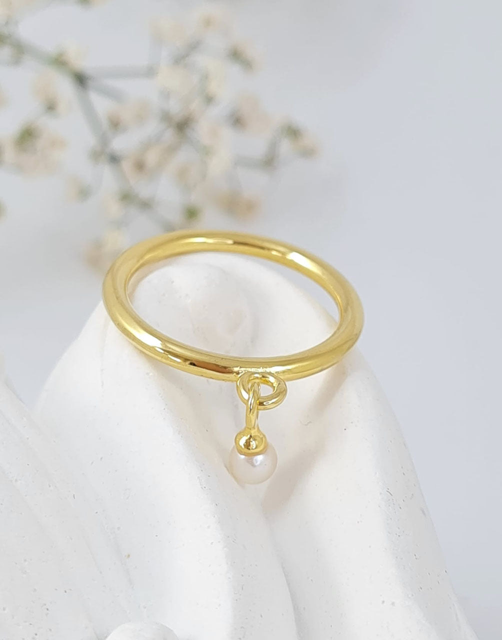 Ring aus vergoldetem Sterlingsilber 925 und Süsswasserperle (DFR 9)