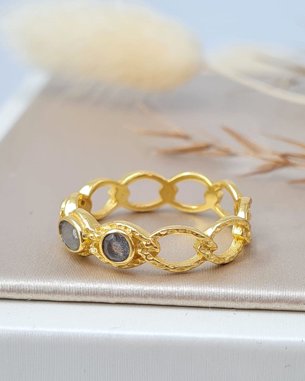 Silberring vergoldet mit Labradorit (DFR 98)