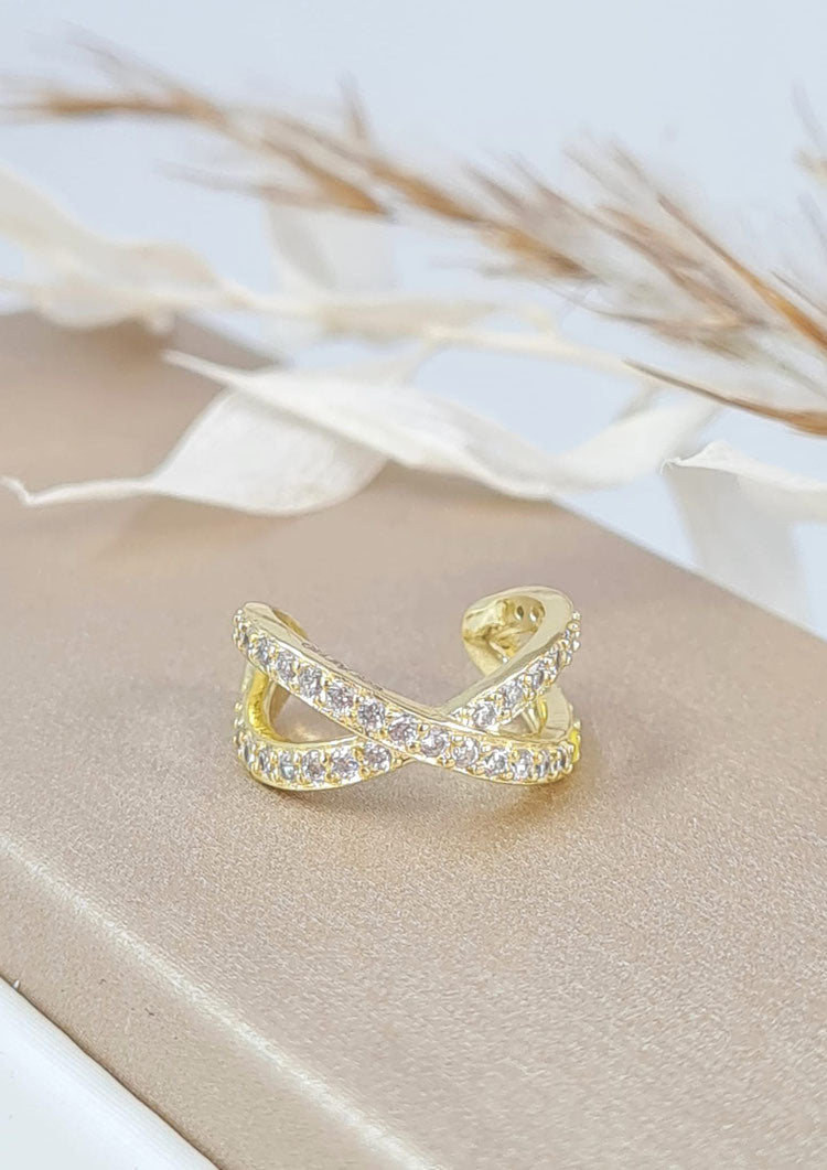 Vergoldeter Earcuff Damen | Ohrklemme mit Zirkonia, kein Ohrloch nötig (DOS 117)