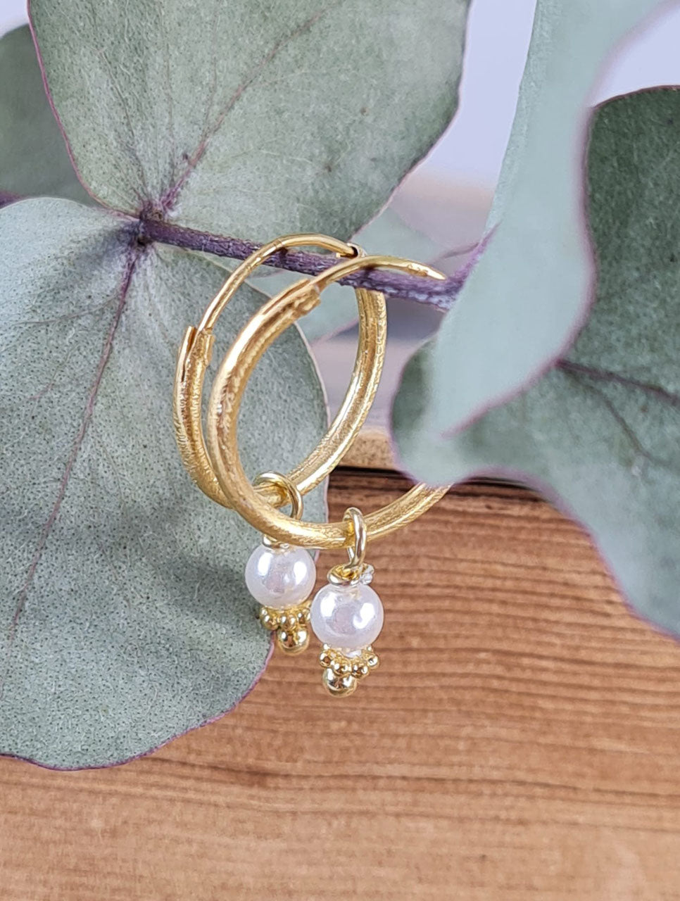 Gold Creolen mit Perlen  (DOS 90)