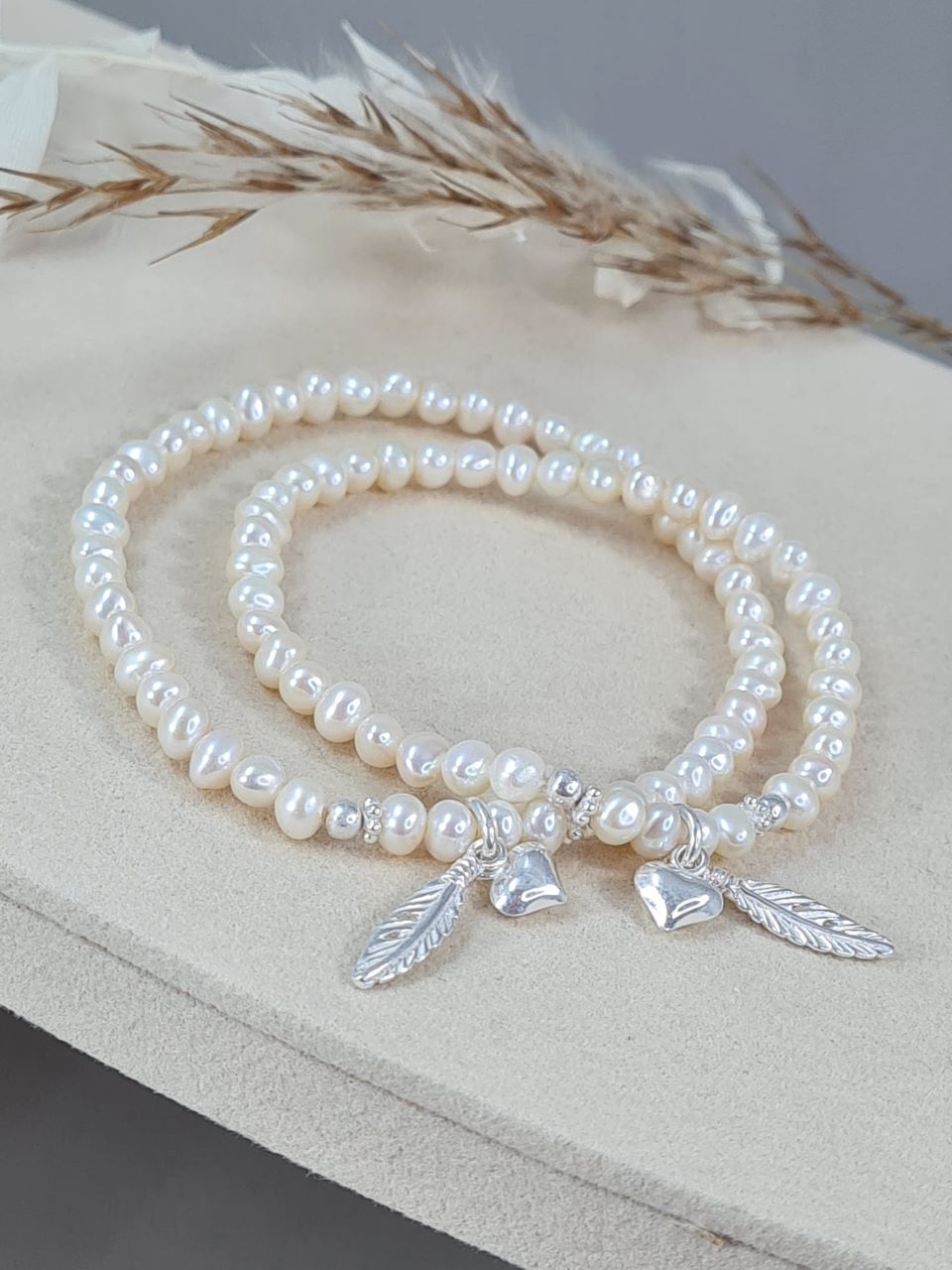 Mutter-Tochter-Armband aus Süsswasserperlen und Silber * (MT 31)