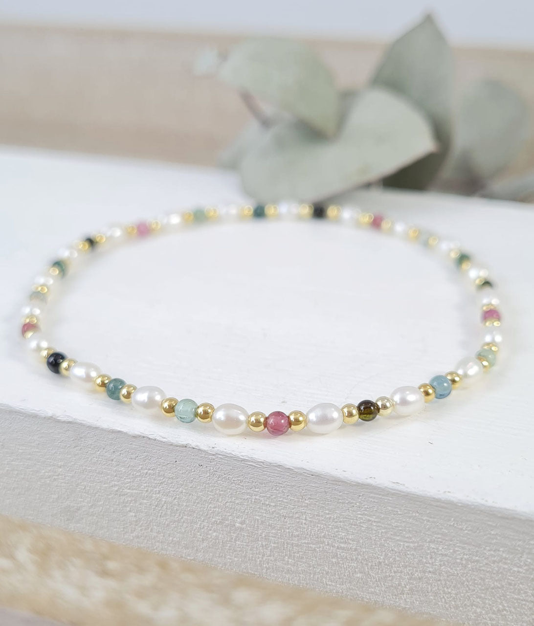 Vergoldetes Gliederketten Armband mit Süsswasserperle - Femininer Eyecatcher * (DAB 2)