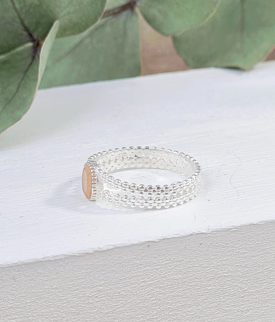 Ring aus Sterlingsilber 925 mit Mondstein oder Labradorit (DFR 58)