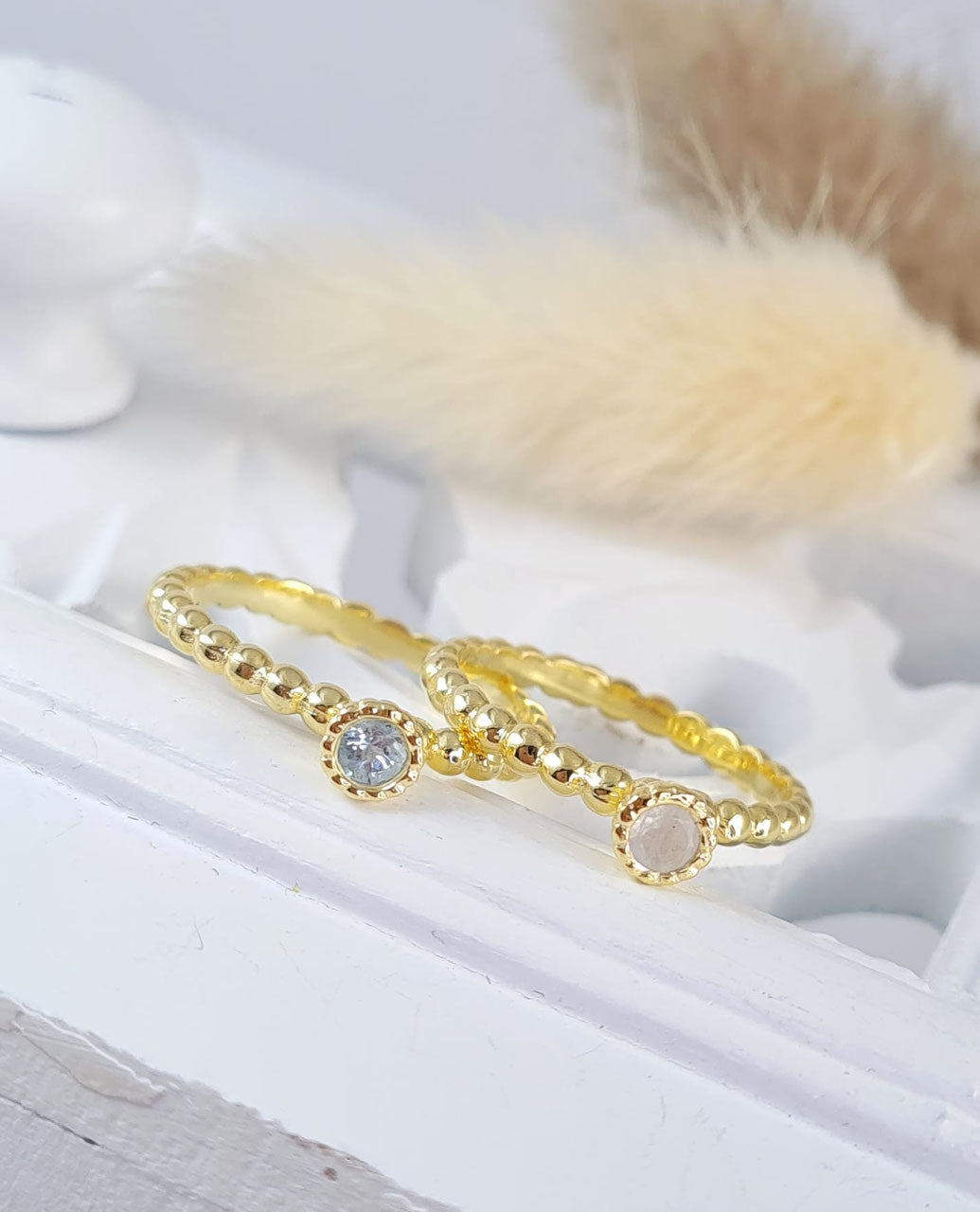 Ringe aus vergoldetem Sterlingsilber 925 und Edelstein (DFR 4)