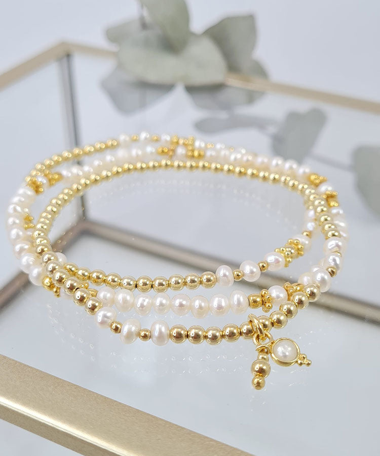 Süsswasserperlen Armbänder mit vergoldetem Silber * (DAB 145)
