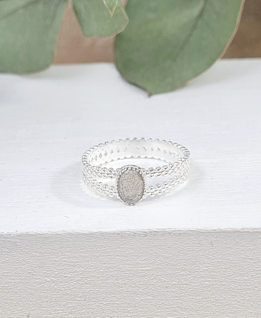 Ring aus Sterlingsilber 925 mit Mondstein oder Labradorit (DFR 58)