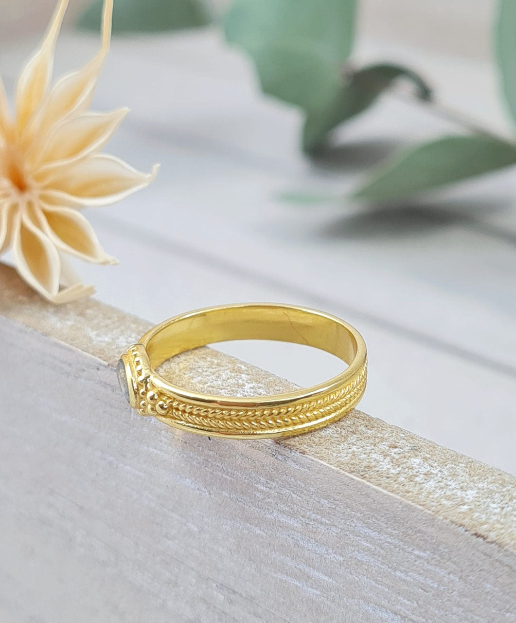 Ringe aus vergoldetem Sterlingsilber 925 und Edelstein (DFR 71)