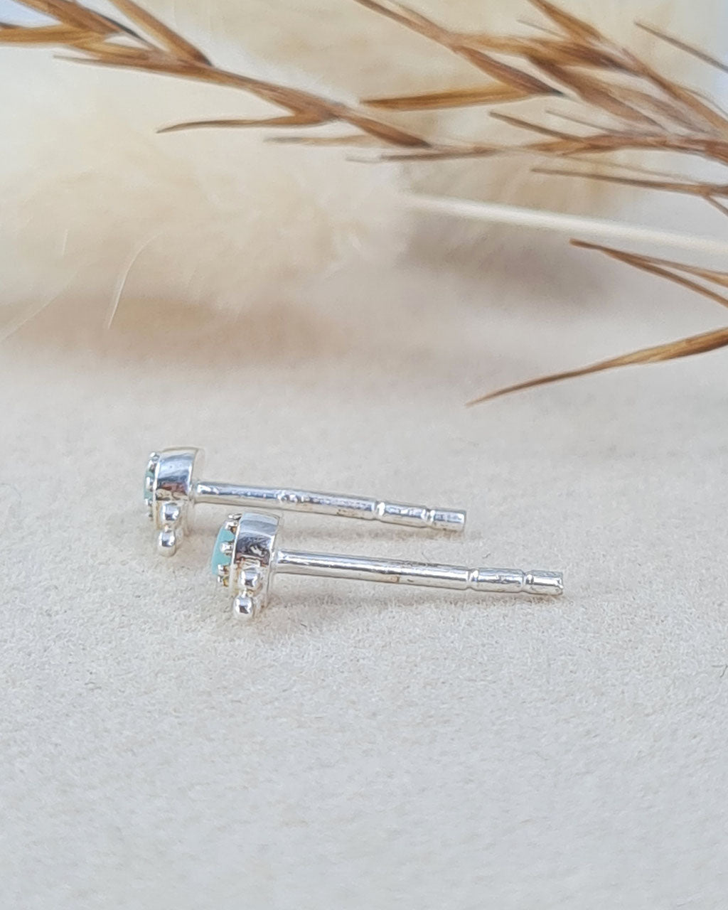 kleine Silber Ohrstecker mit Amazonit (OSM 14)