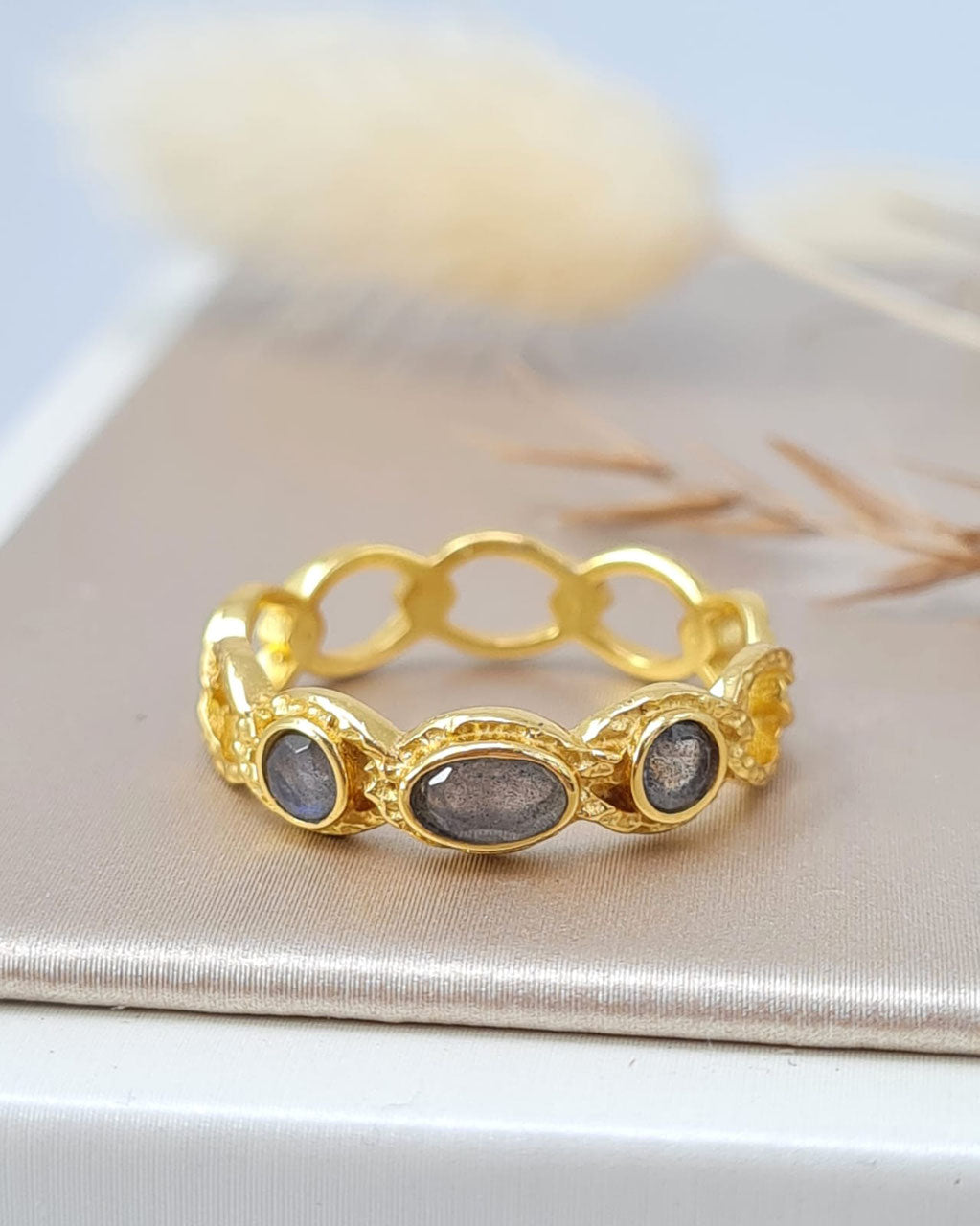 Silberring vergoldet mit Labradorit (DFR 98)