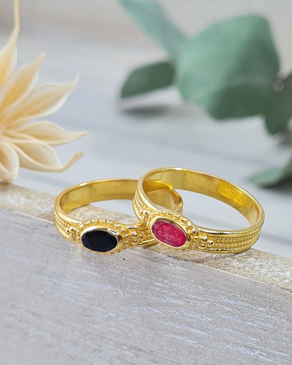 Ringe aus vergoldetem Sterlingsilber 925 und Edelstein (DFR 71)