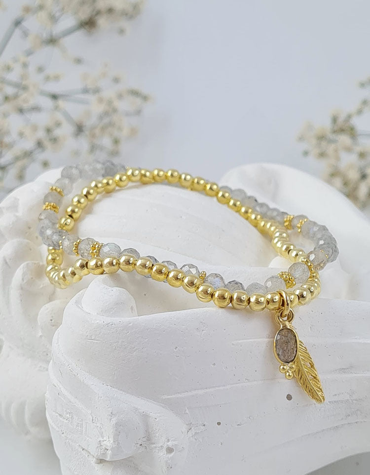 Labradorit Armband und Silber vergoldet * (DAB 15)