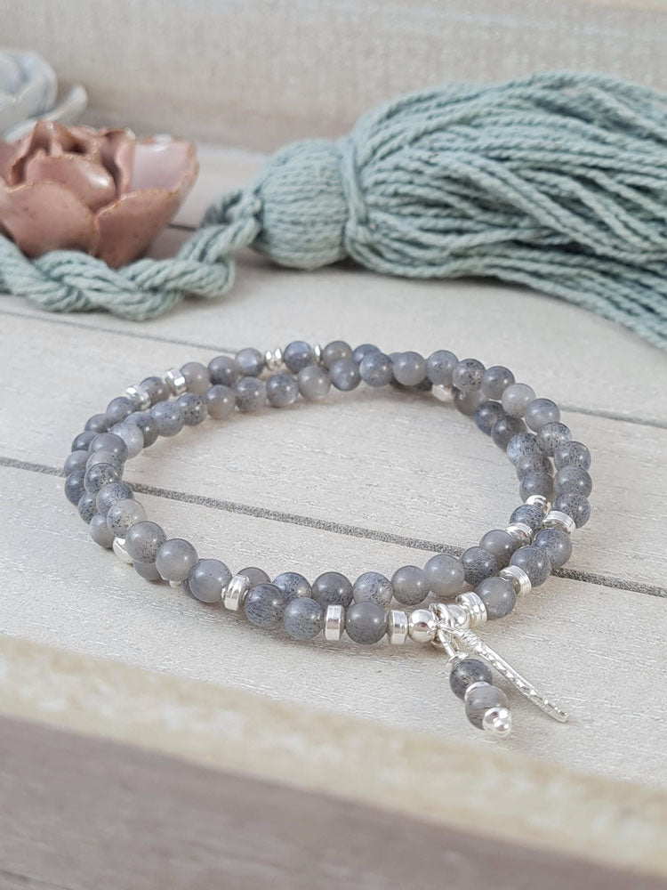 Mondstein Armbänder mit 925 Sterling Silber - handgefertigter Edelsteinschmuck * (DAB 161)