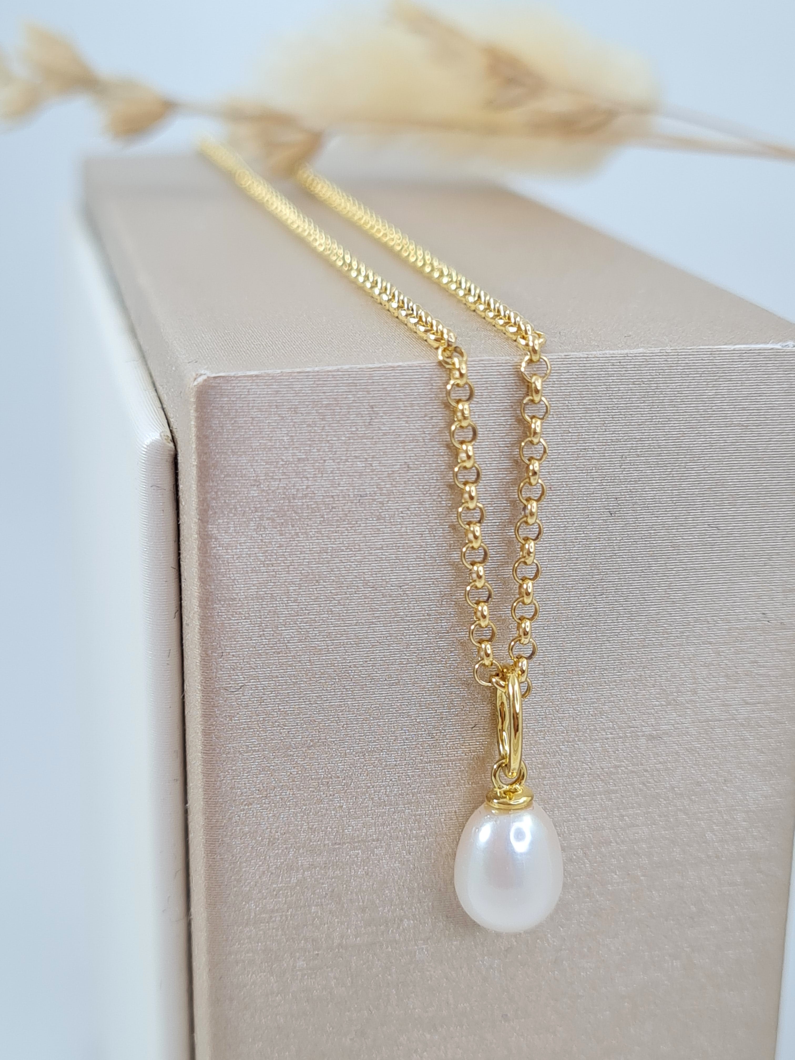 Vergoldete Perlenkette – zeitlos & elegant | Silber 925