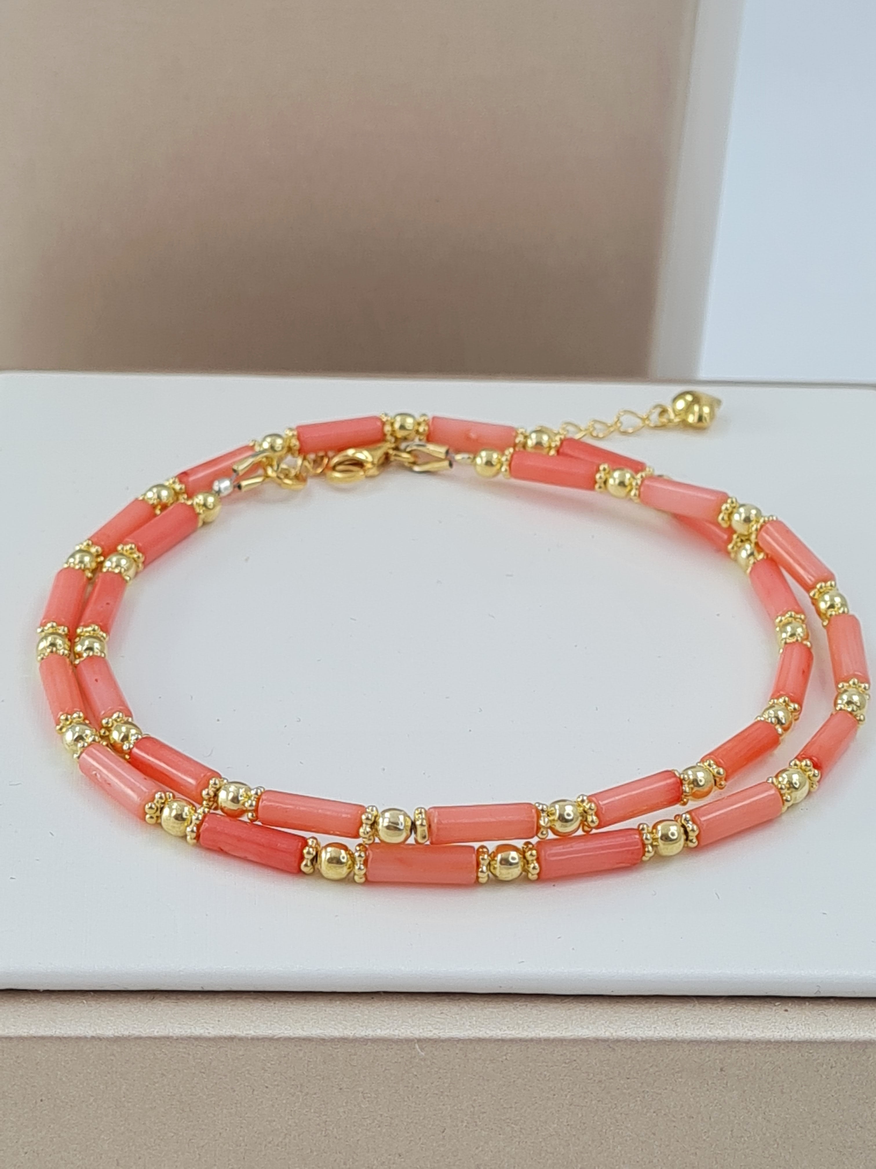 Korallen Kette Damen vergoldet 925 (DHS 120)