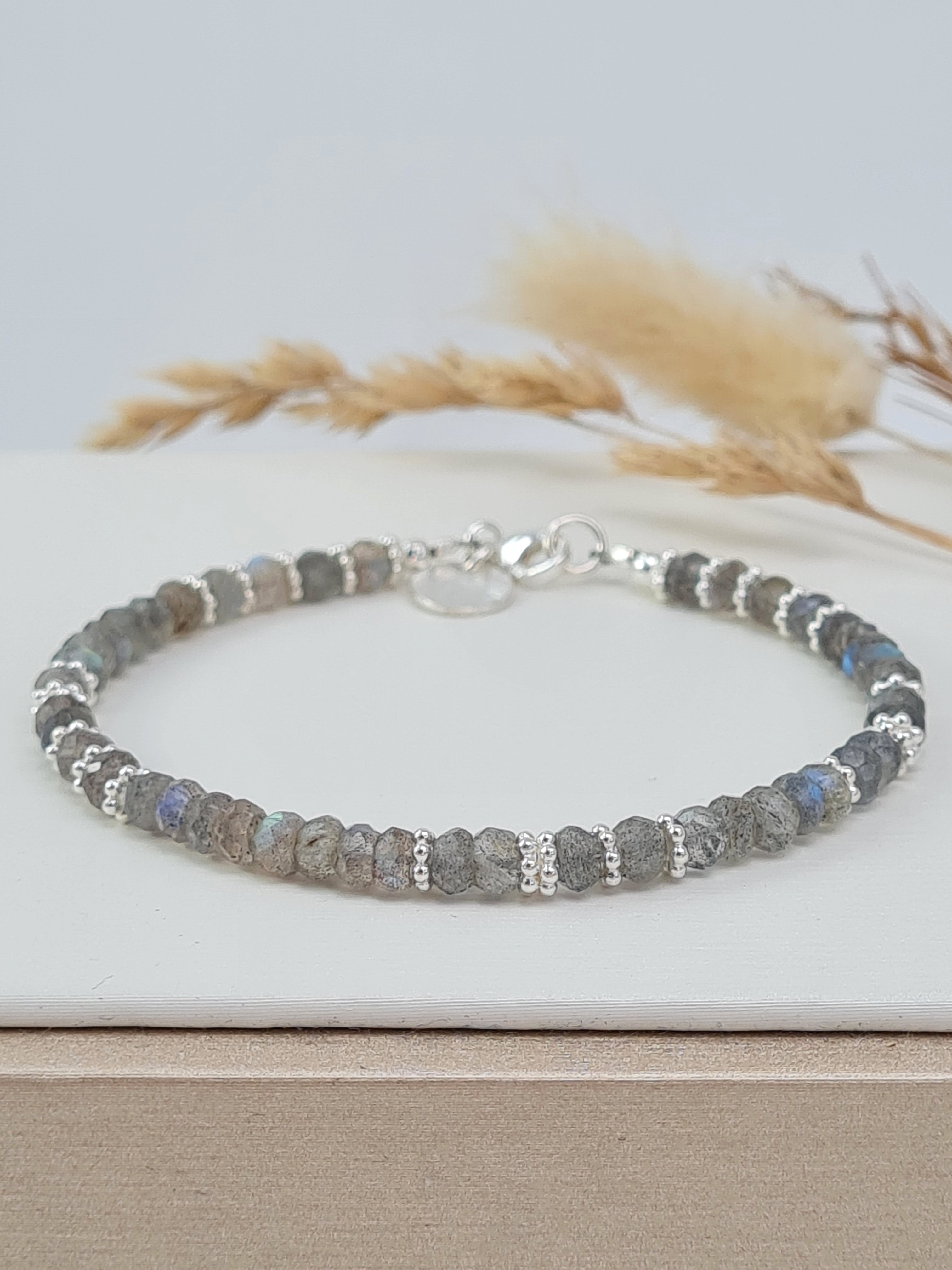 Labradorit Armband Damen | Handgefertigt aus 925 Silber | Edelsteinarmband  * (DAB 119)