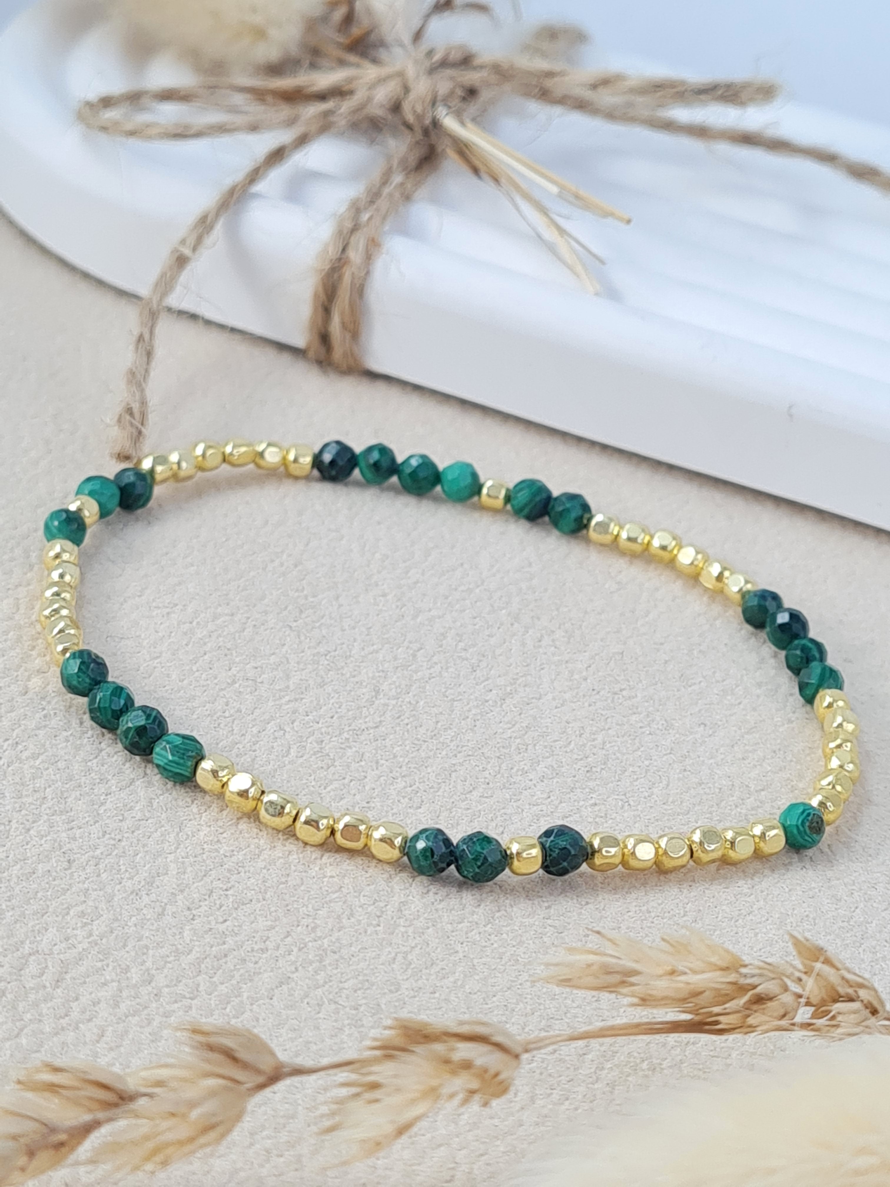 Malachit Armband mit vergoldeten Silbrer-Details * (DAB 242)