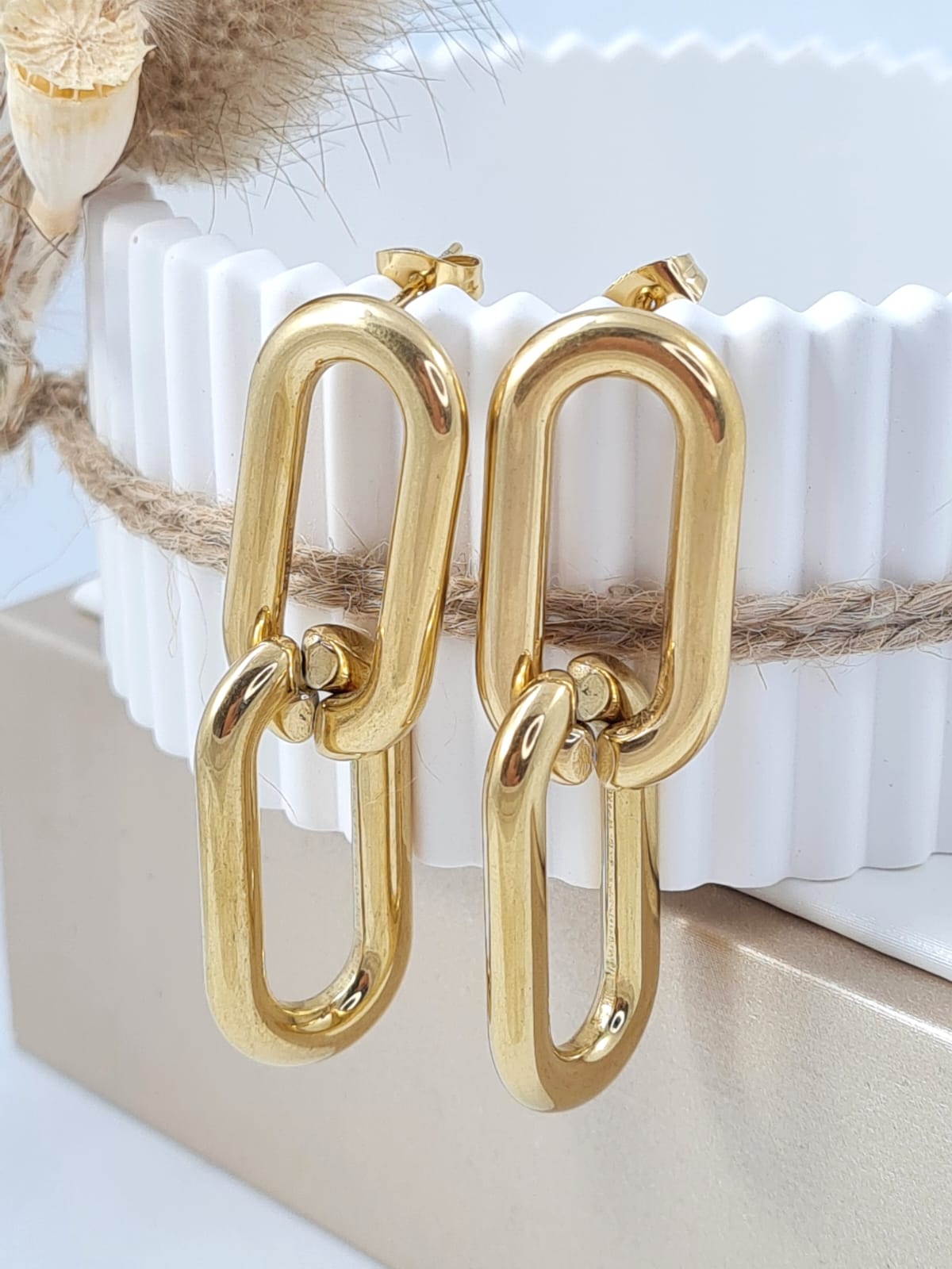 Chunky Chain Ohrringe - Edelstahl 14 Karat Gold (EOS 6)