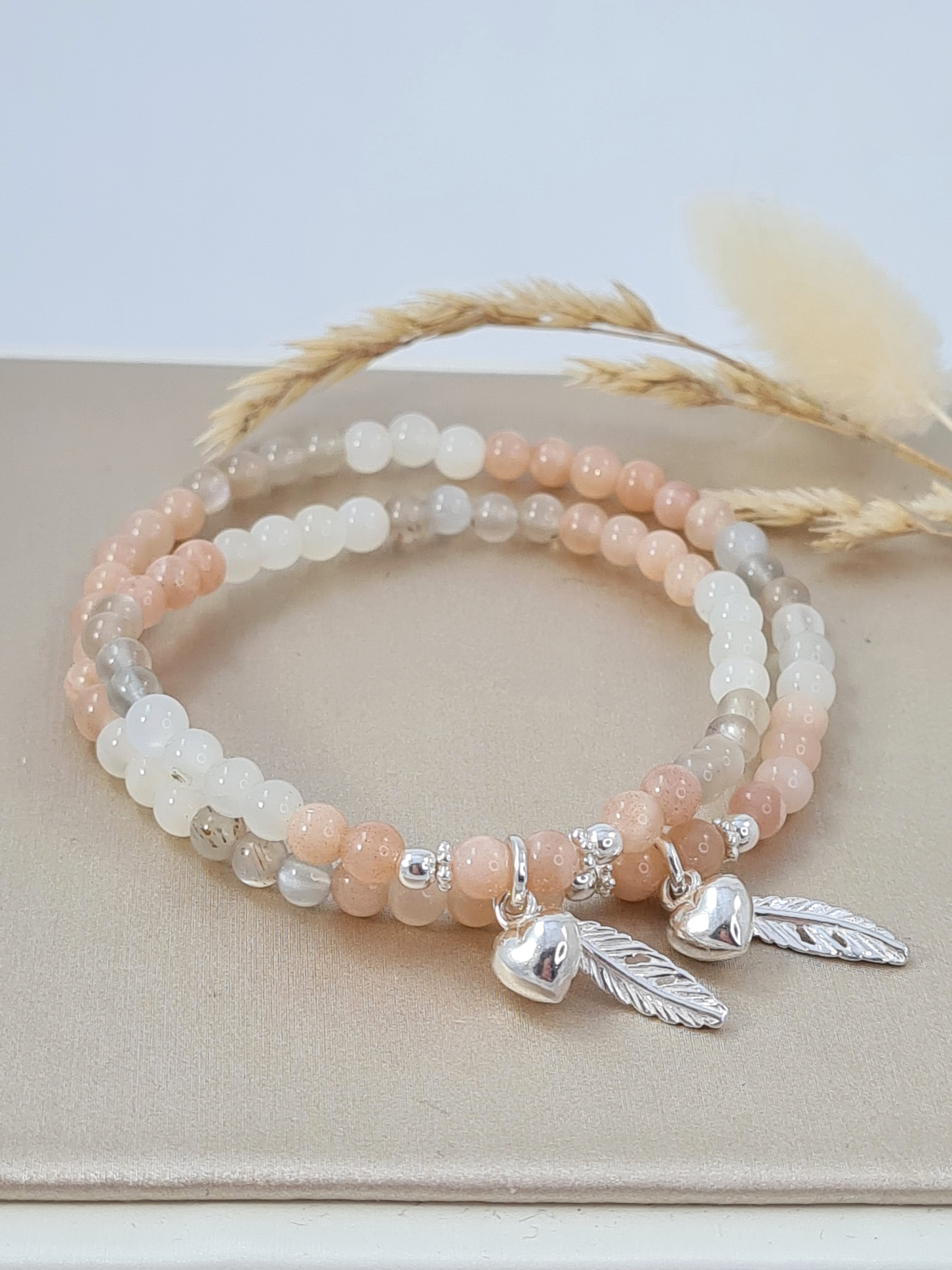 Mutter-Tochter-Armband aus Mondstein multicolor * (MT 23)