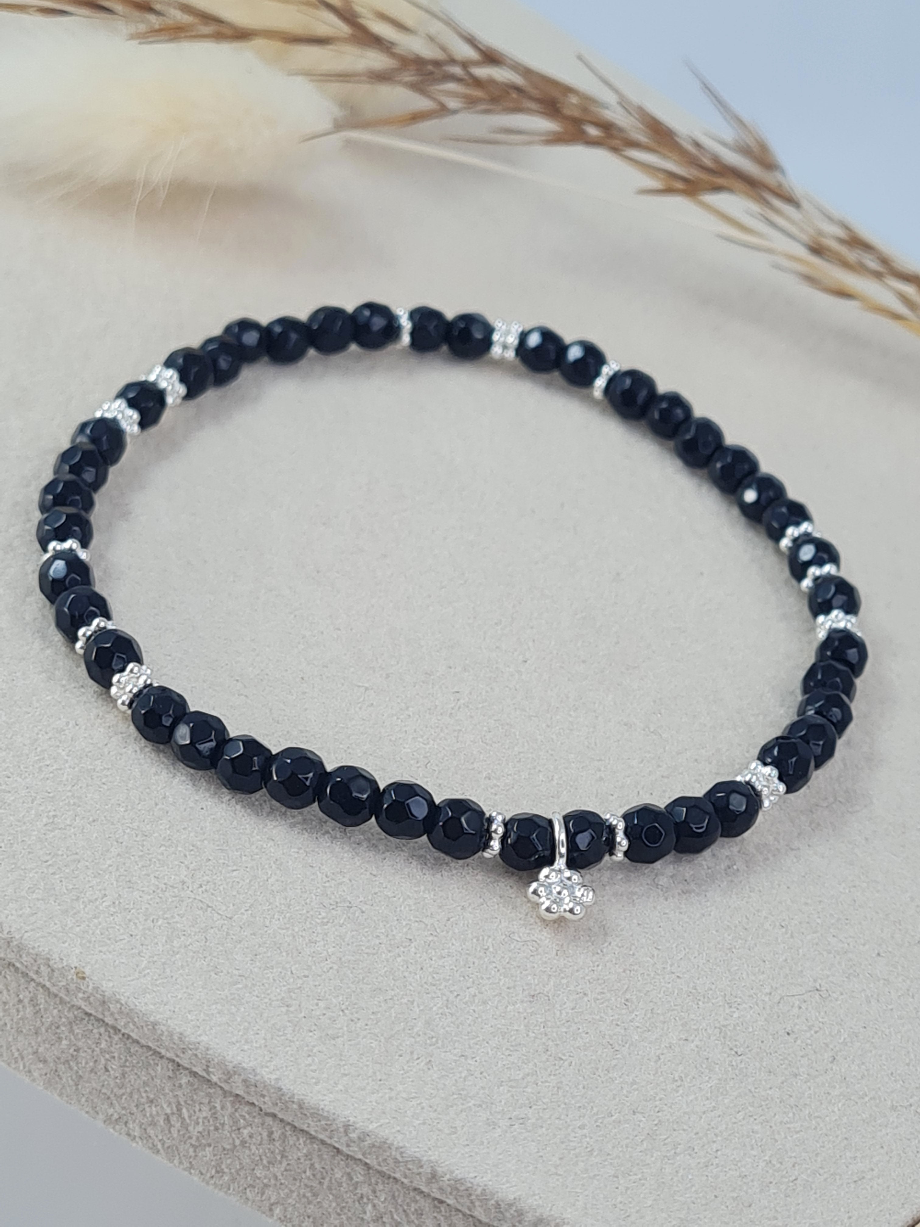 Onyx Armband Damen – Facettierte Edelsteine & Sterling Silber 925 * (DAB 220)