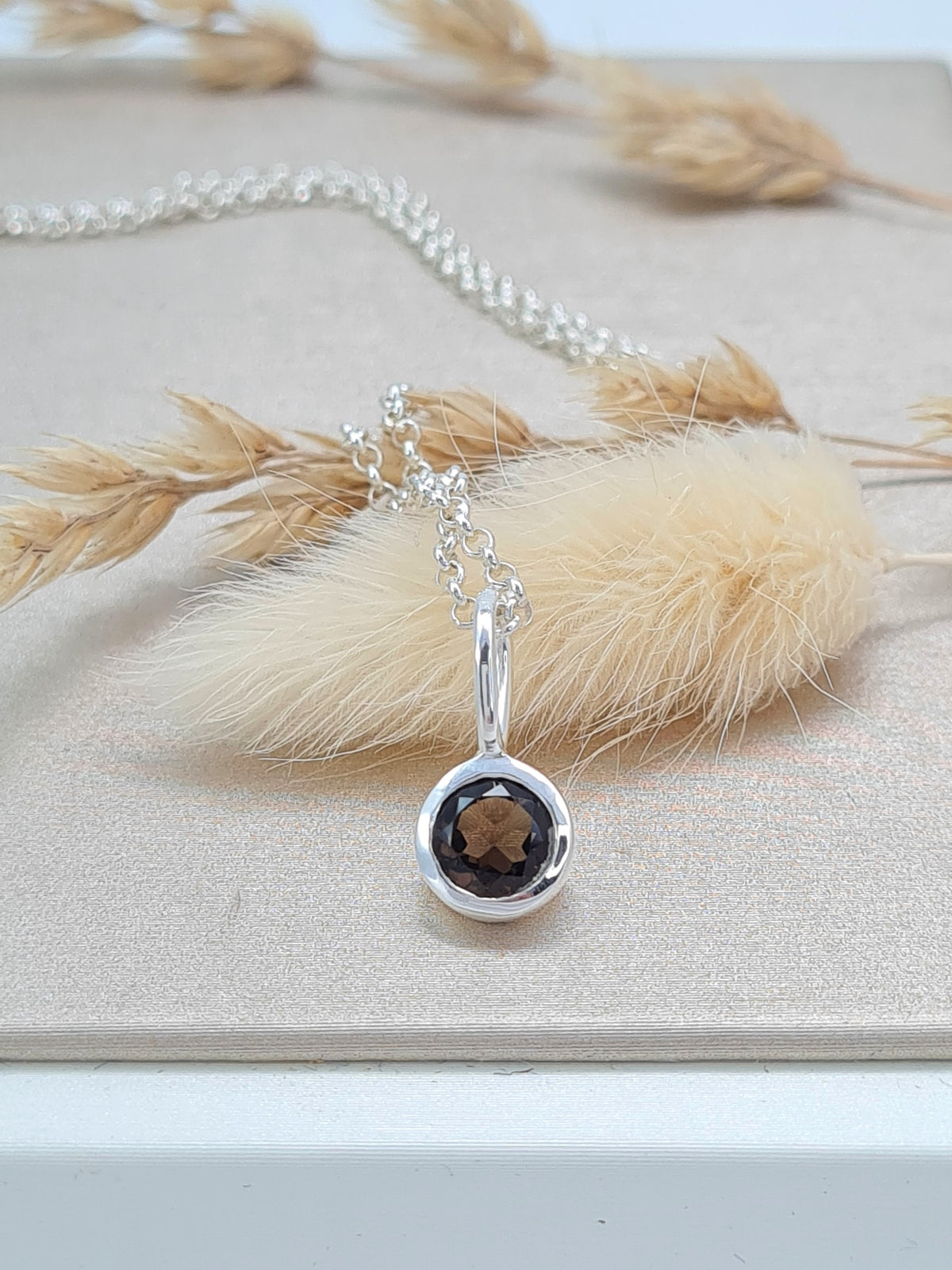 Rauchquarz Halskette 925 Silber – Edelsteinschmuck Damen (DHS 133)