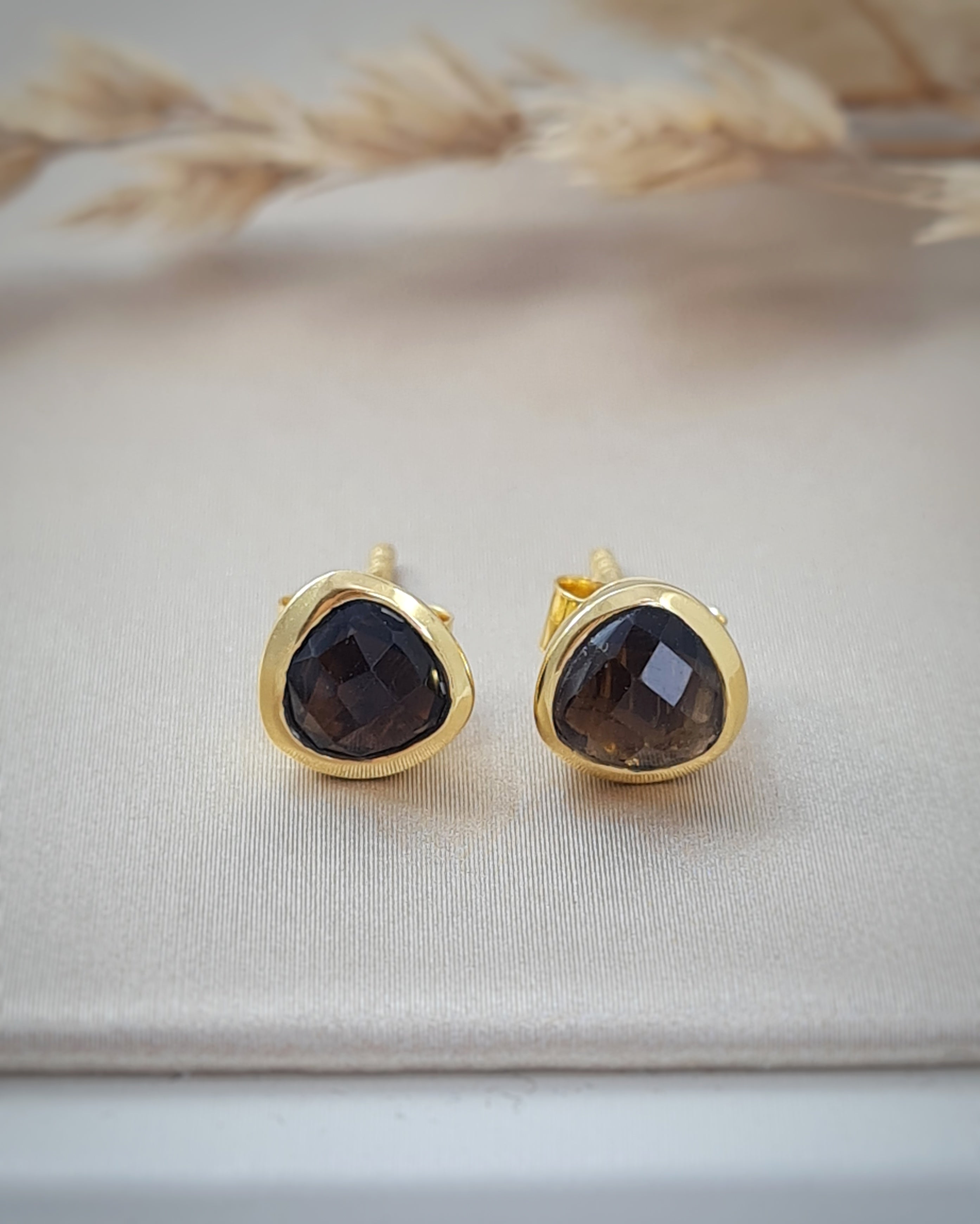 Rauchquarz Ohrstecker vergoldet | Silberschmuck Schweiz (DOS 154)