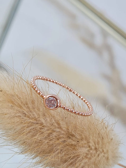 Ring aus rosé vergoldetem Silber und Zirkonia (DFR 24)