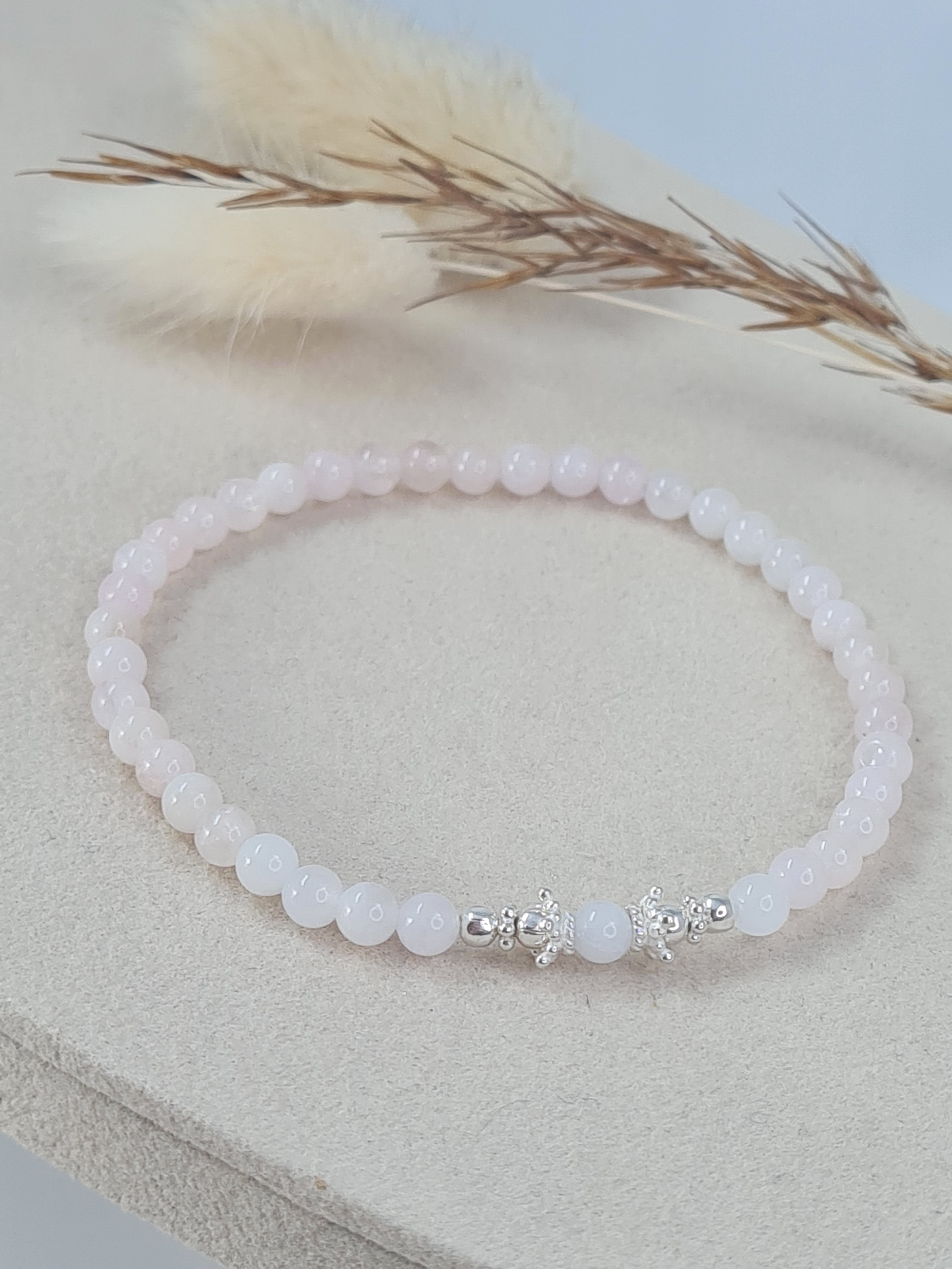 Rosenquarz Armband mit Silber 925 * (DAB 210)