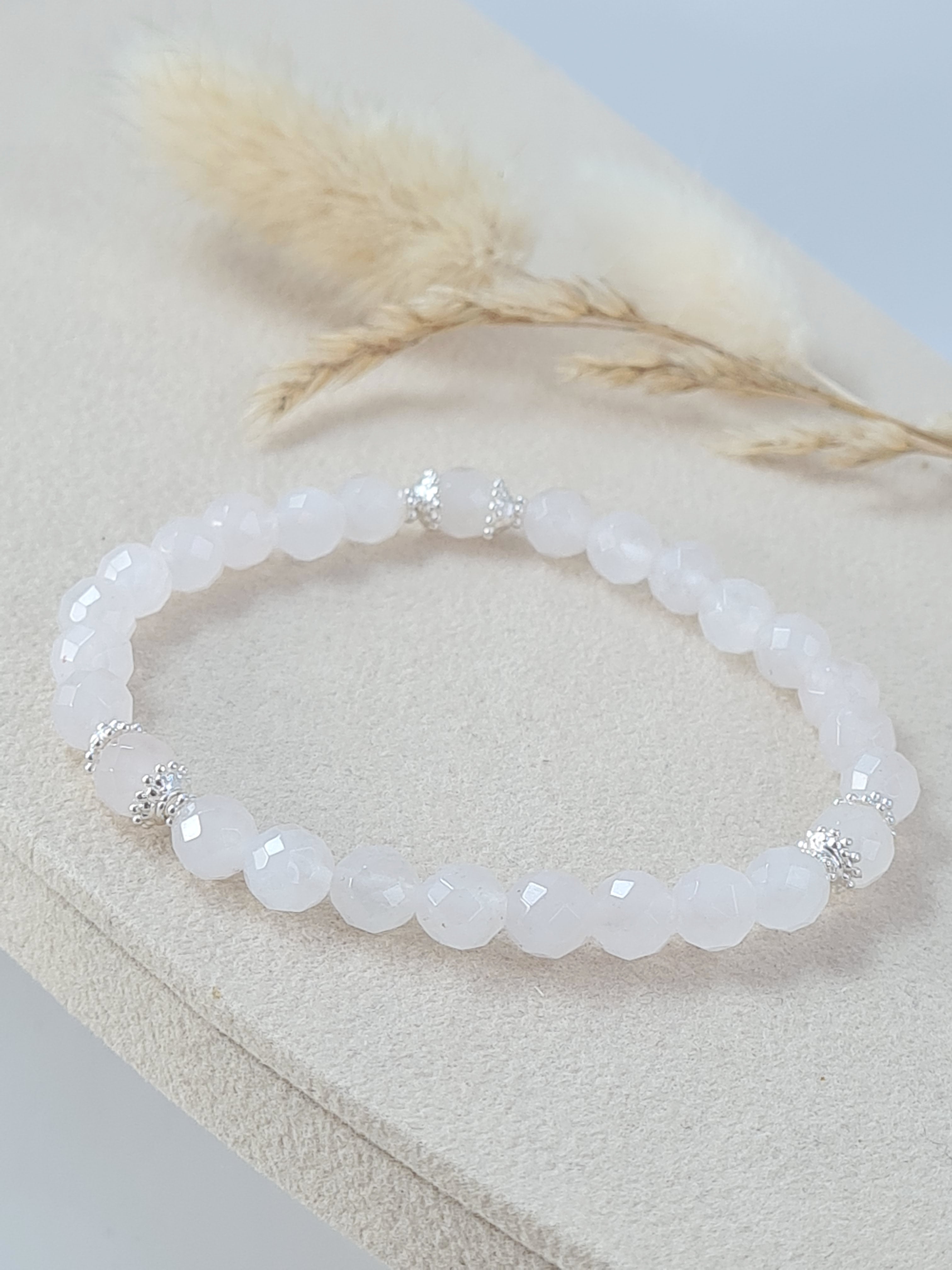 Rosenquarz-Armband mit Silber 925 * (DAB 230)