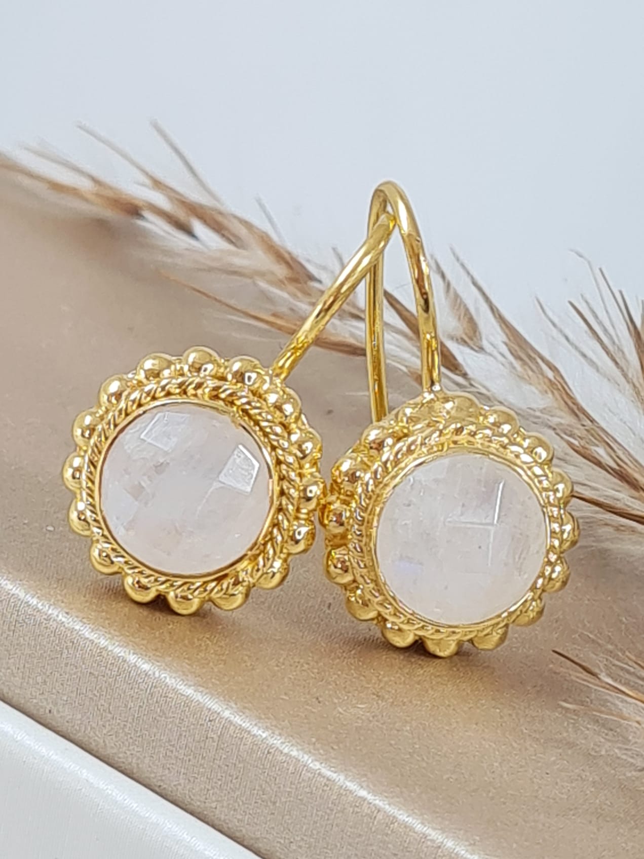 Vergoldete Regenbogen-Mondstein Ohrhänger | Elegante Ohrringe Damen (DOS 121)