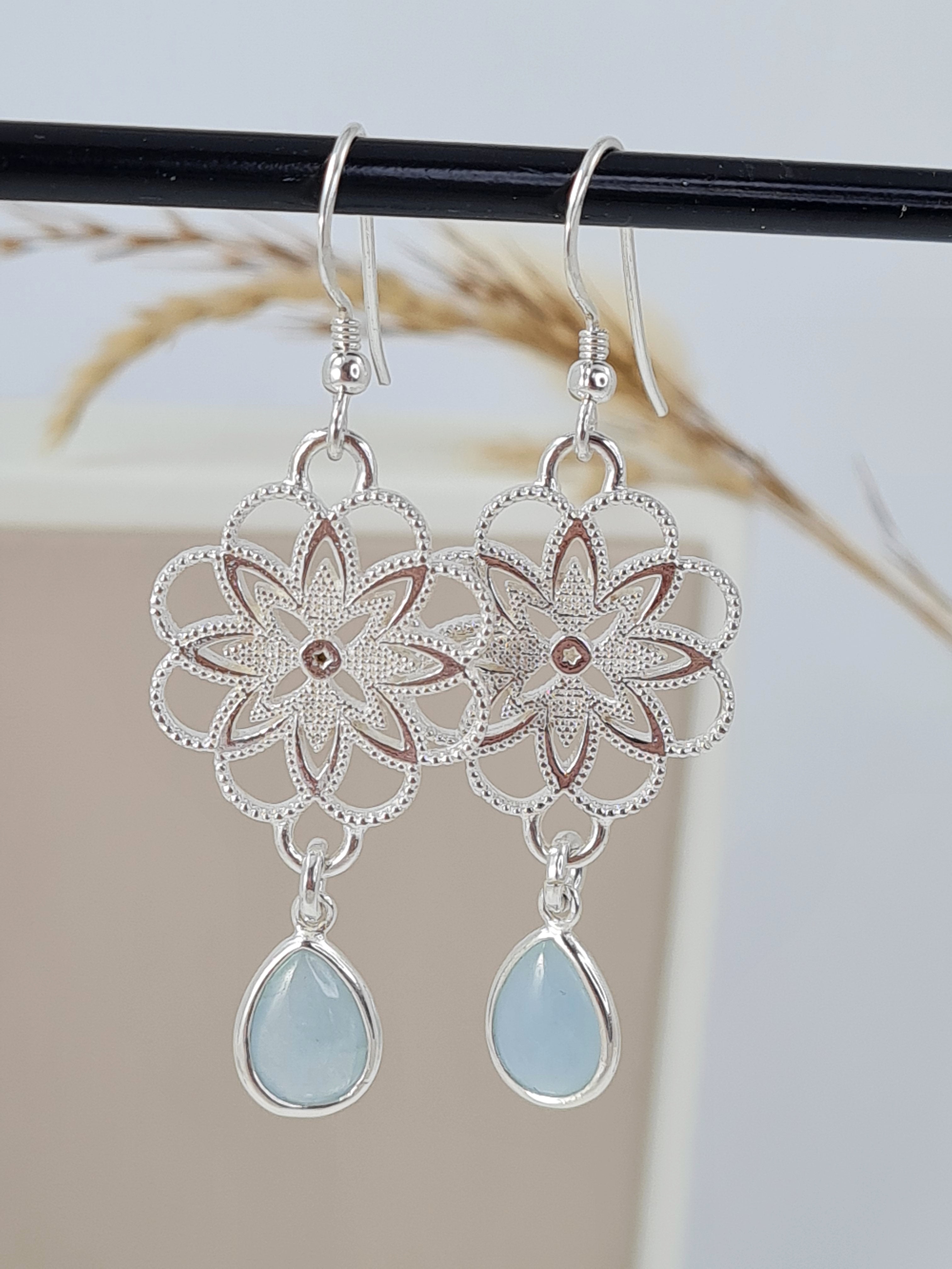 Silberohrringe mit Aquamarin * (SDOS 1)
