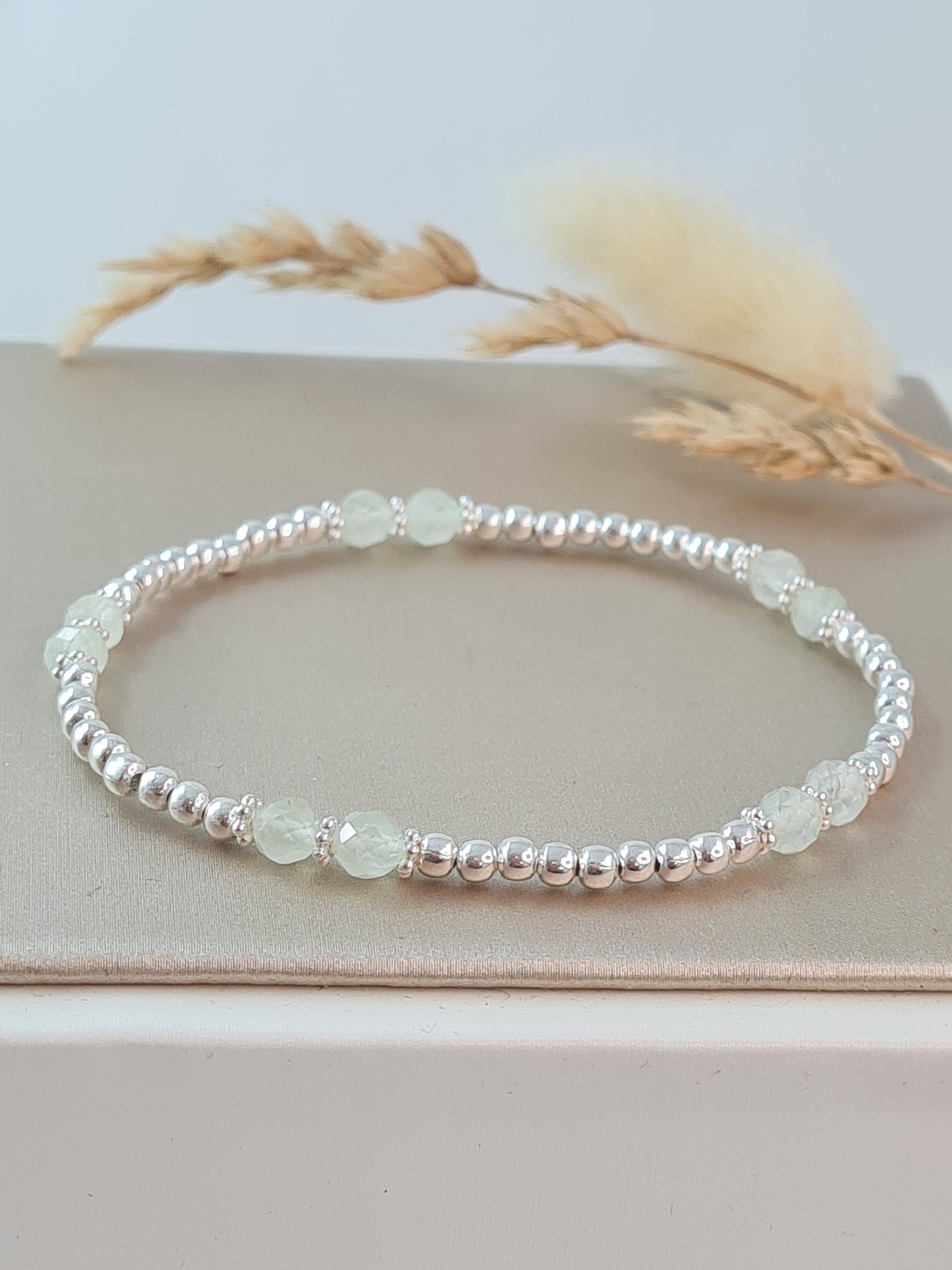 Prehnit Armband Damen aus Silber & Edelsteinen * (DAB 258)