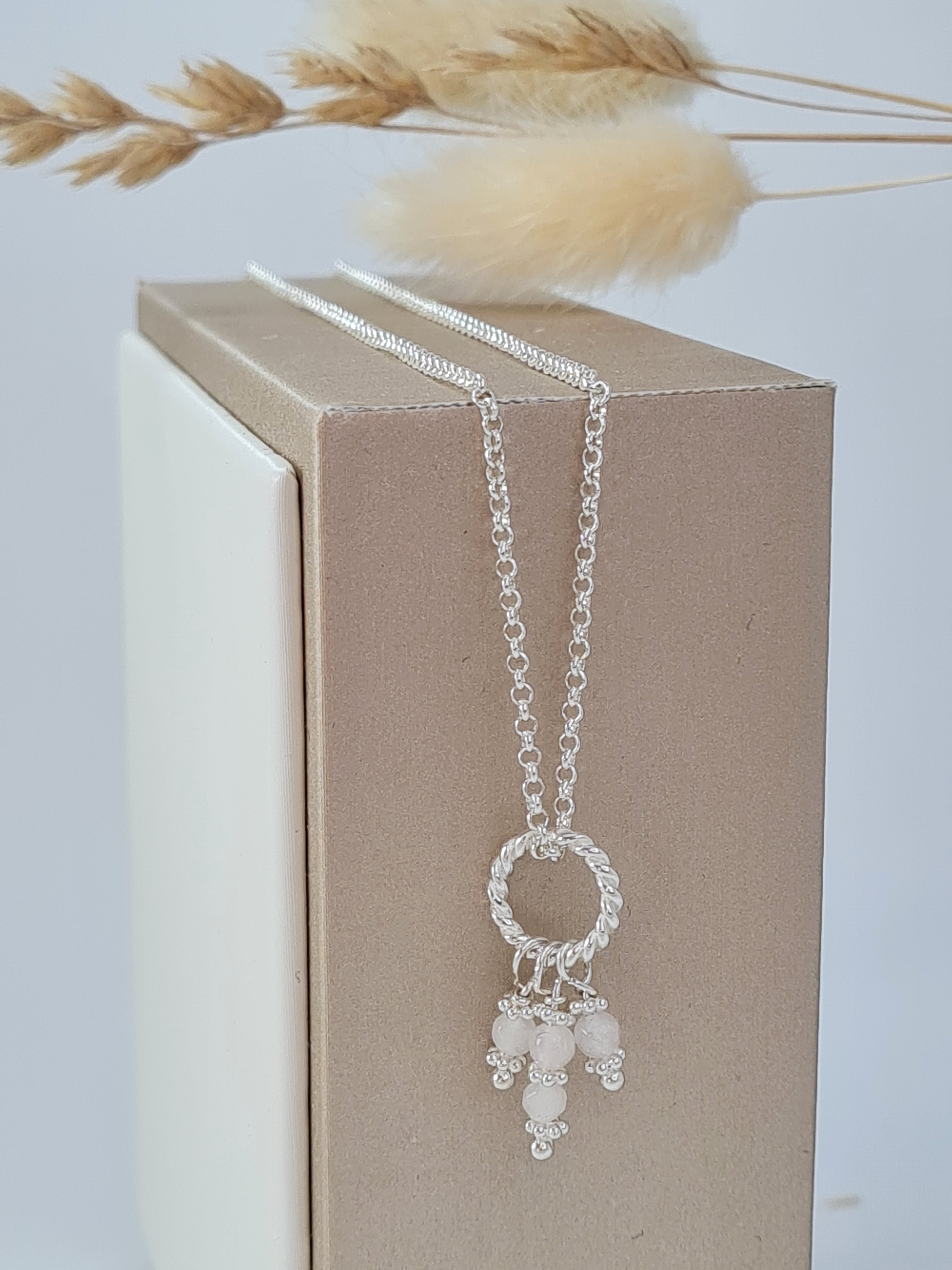 Silberkette mit Mondstein Anhängern | 925 Silber (DHS 108)