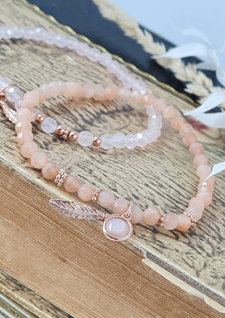 Mondstein Armband mit Silber rosé vergoldet  *  (DAB 18)
