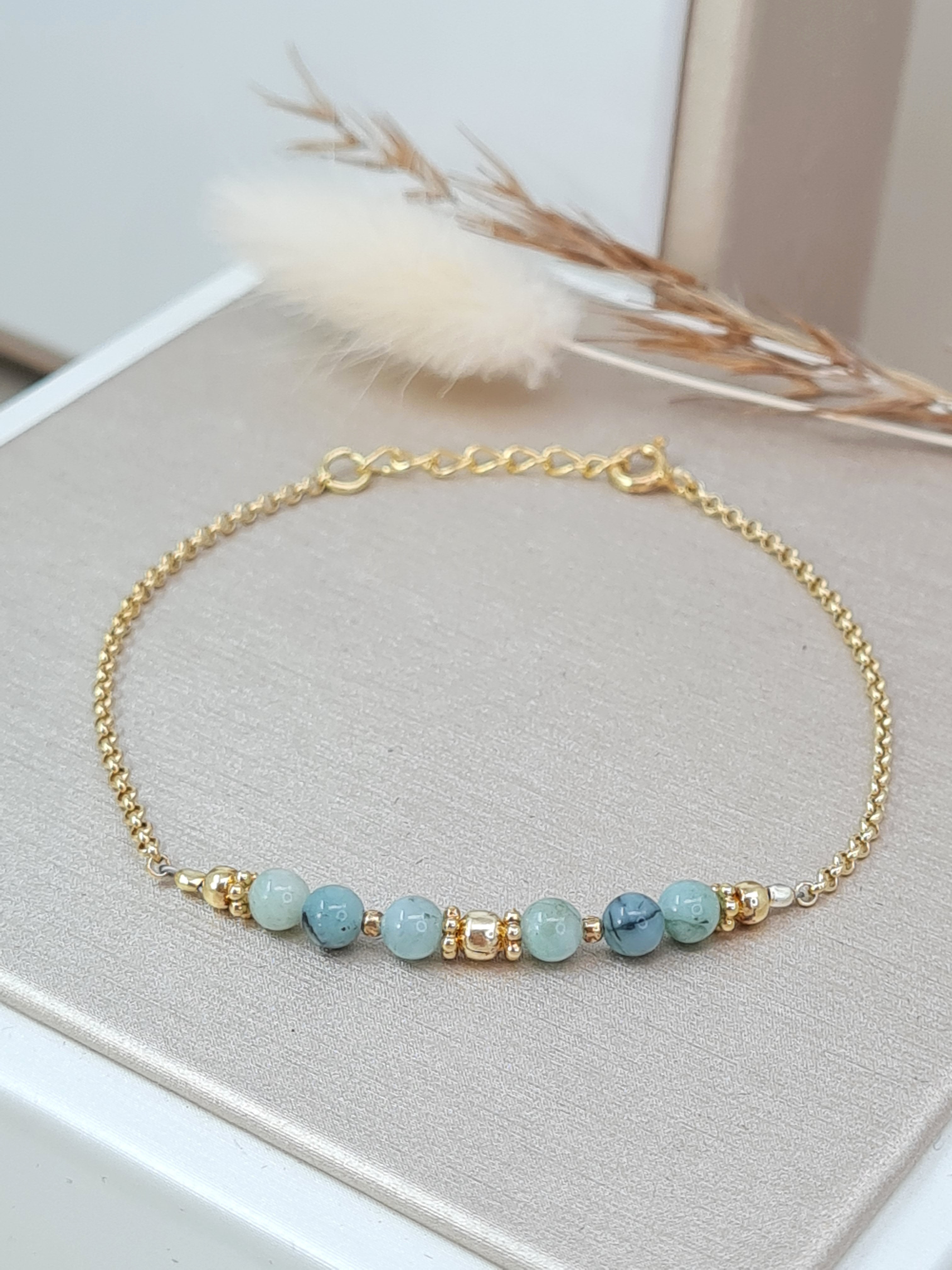 Smaragd Armband mit Silber 925 vergoldet - Edelsteinschmuck (DAB 203)