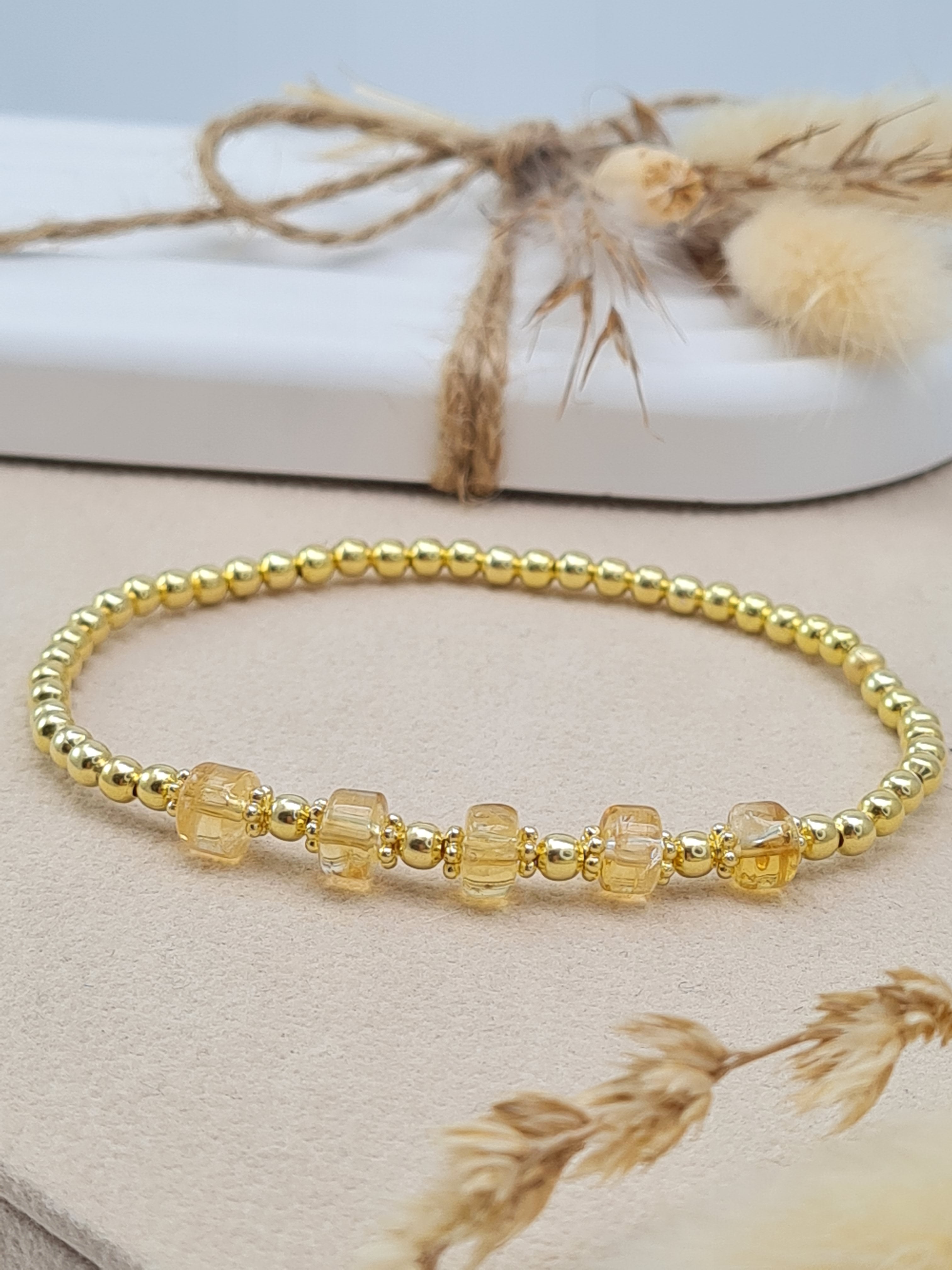 Vergoldetes Citrin Armband Damen | 925 Silber vergoldet * (DAB 311)